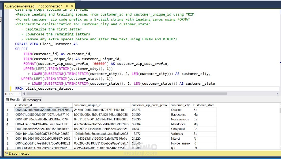تنظيف وتجهيز البيانات باستخدام SQL
