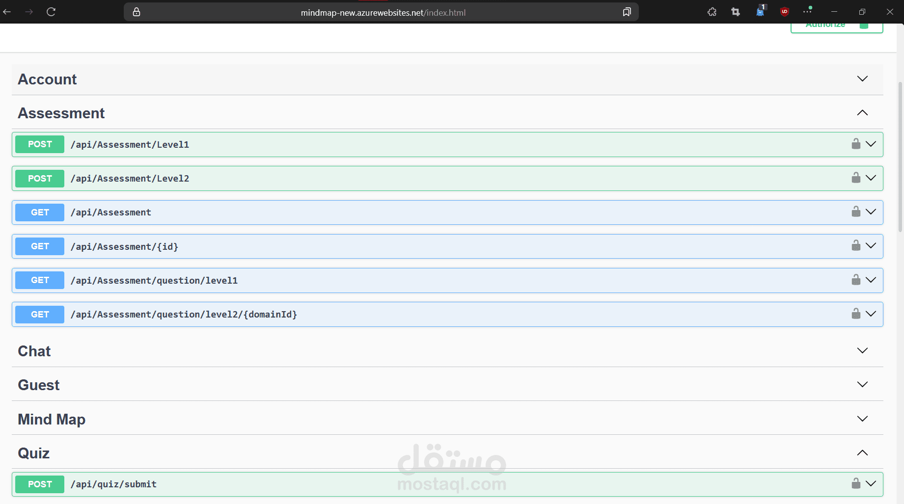 Mind Map | Web api project