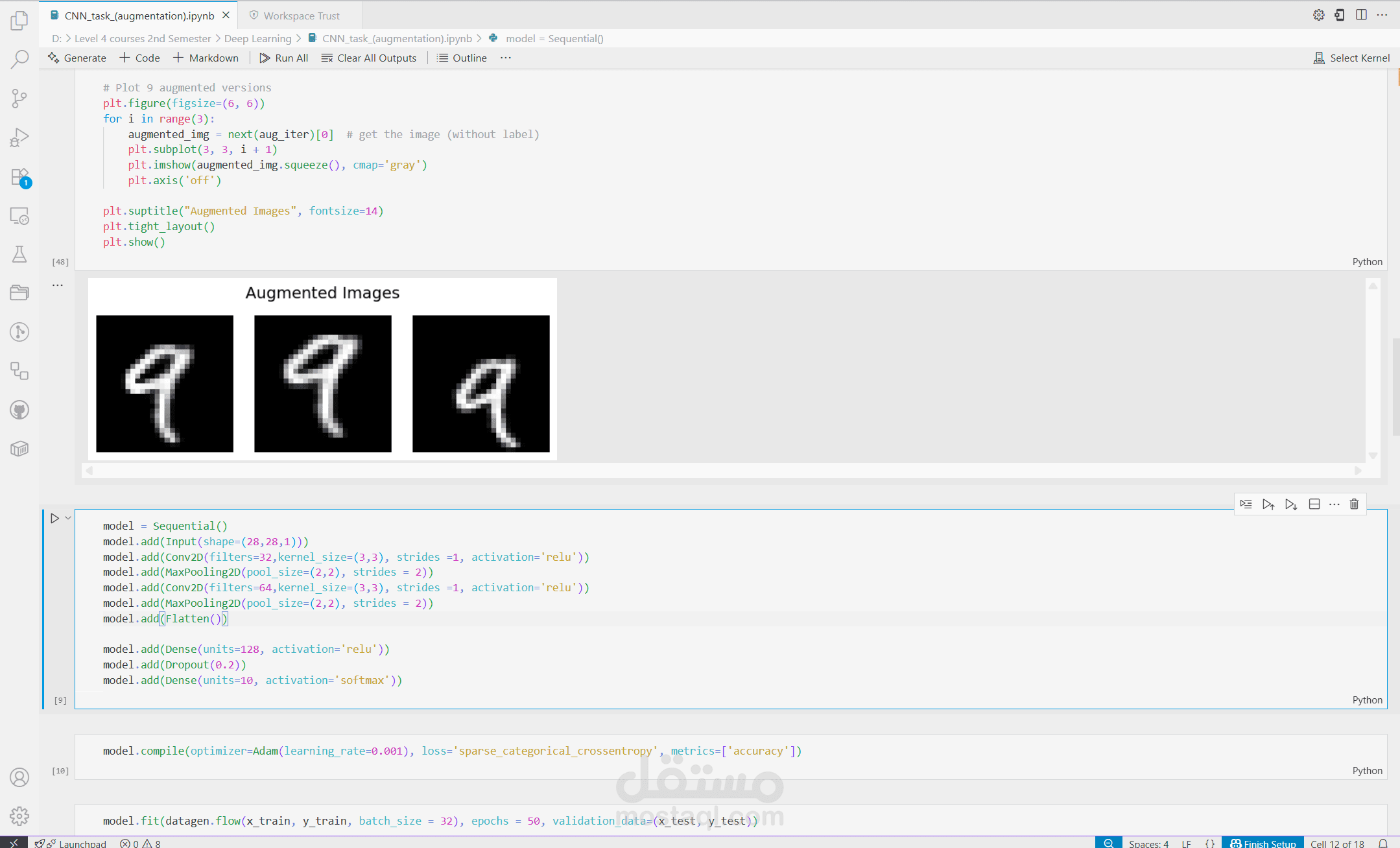تطوير نموذج CNN لتصنيف الأرقام المكتوبة يدويًا من بيانات MNIST