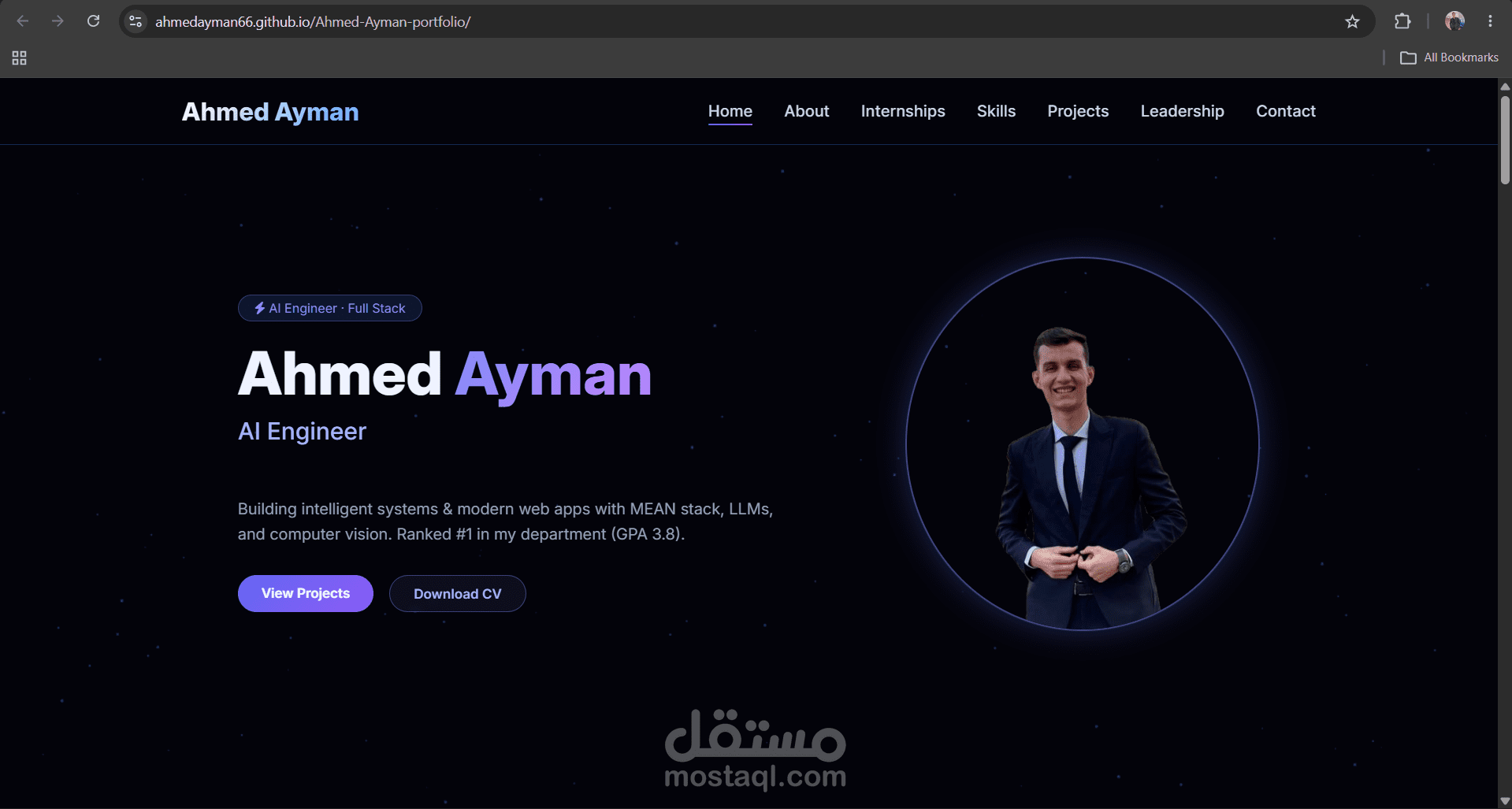 Personal Portfolio Website - AI Engineer & Full Stack Developer