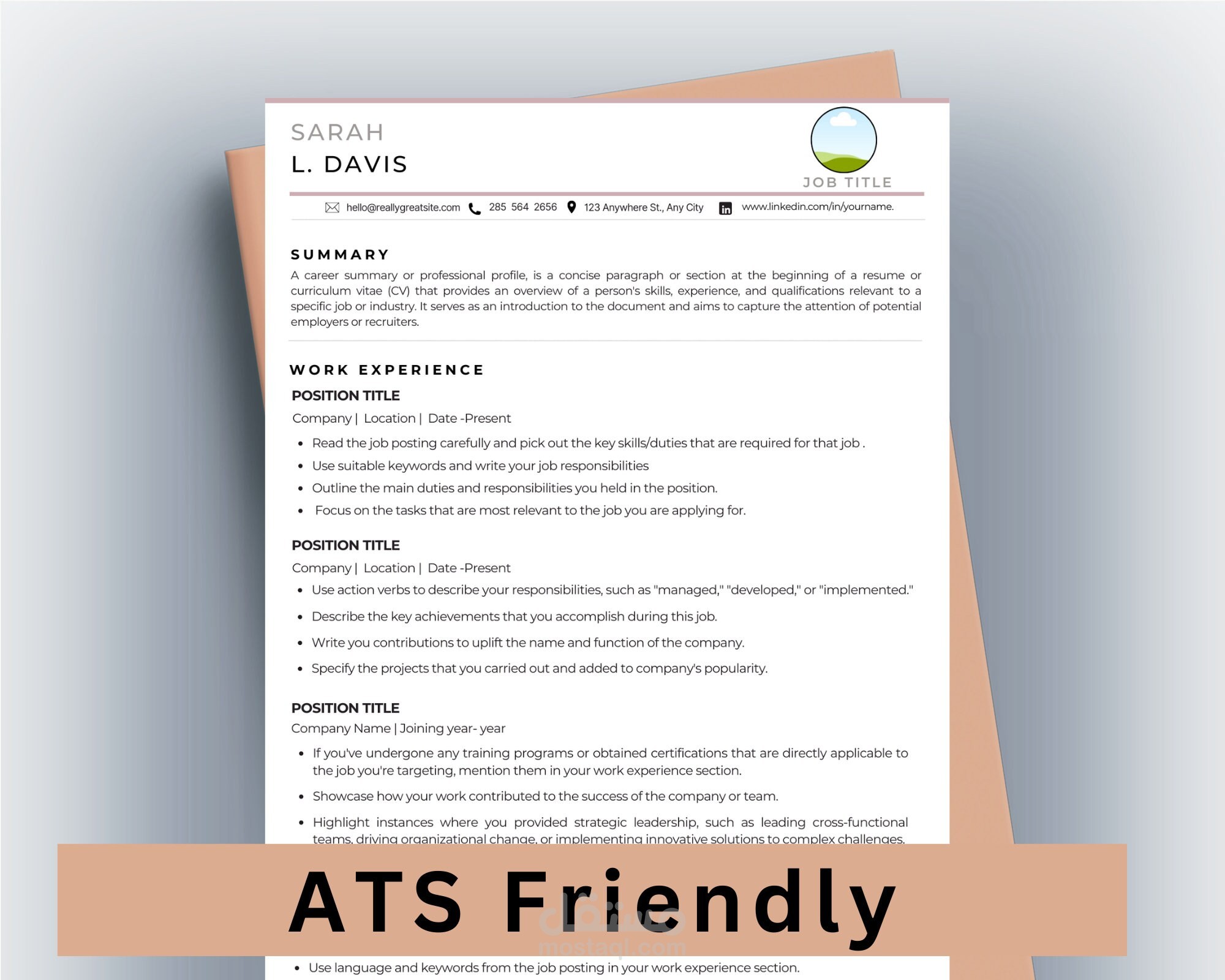 تصميم سيرة ذاتية احترافية CV ومتوافقة مع أنظمة الذكاء الاصطناعي (ATS)
