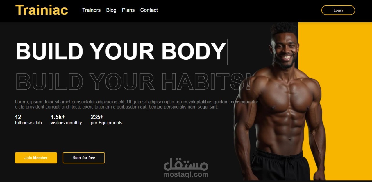 تصميم موقع إلكتروني احترافي لمركز لياقة بدنية (Gym Website) متجاوب مع جميع الأجهزة