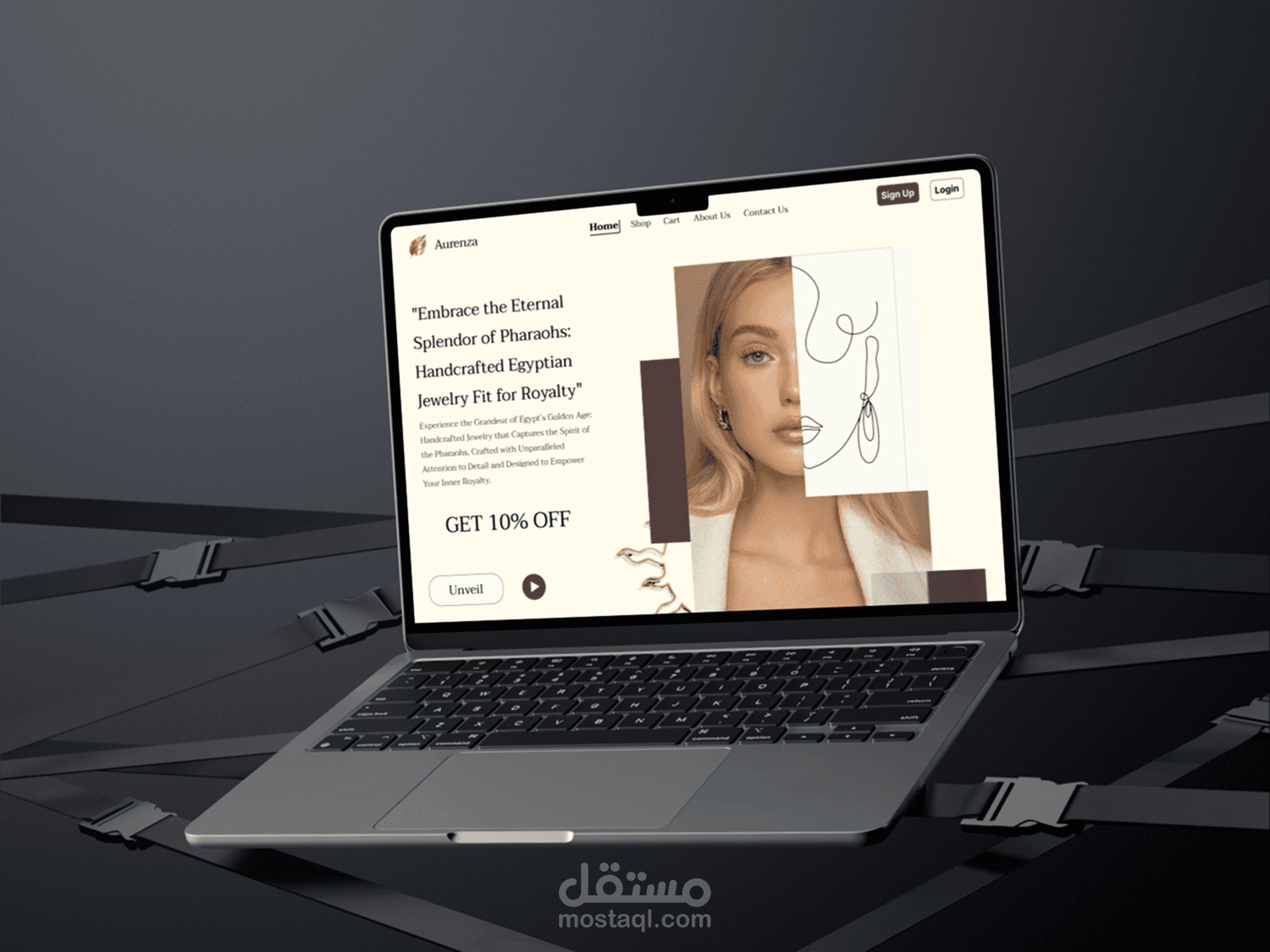 تصميم واجهة مستخدم (UI/UX) لموقع مجوهرات فاخر بتجربة مستخدم احترافية