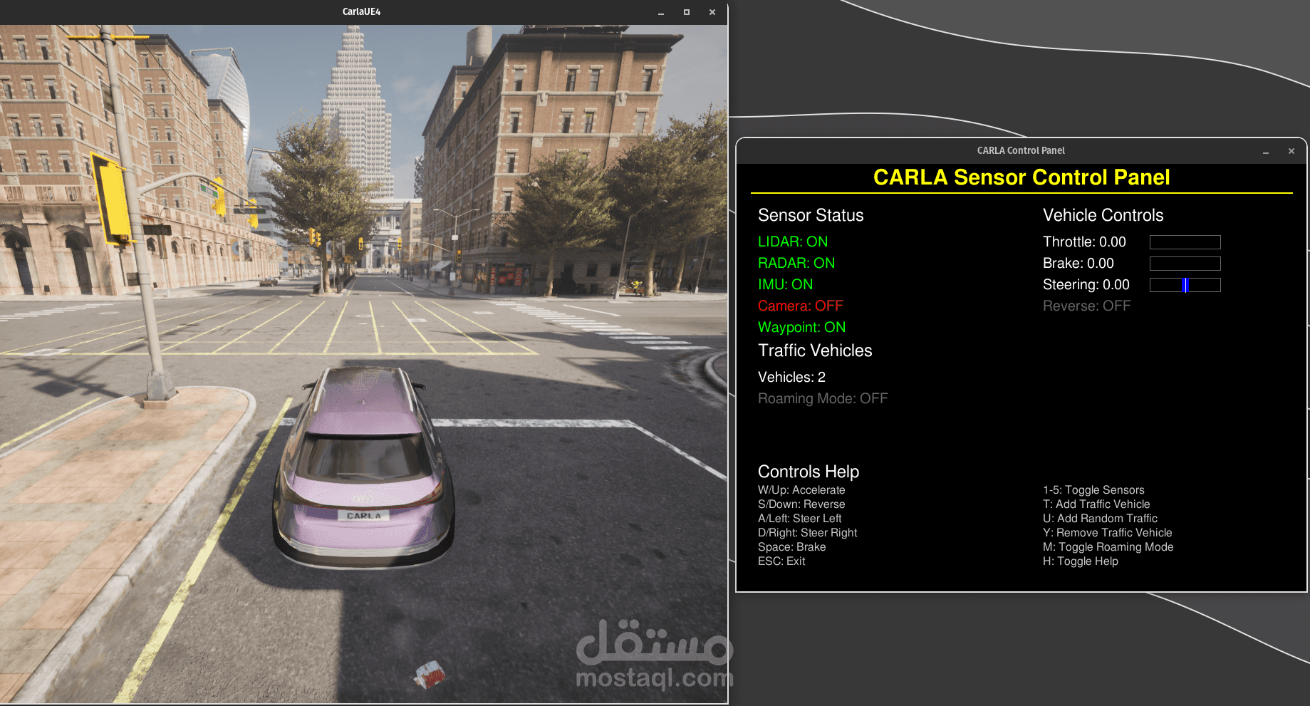 برنامج تحكم بنظام محاكاة السياره CARLA
