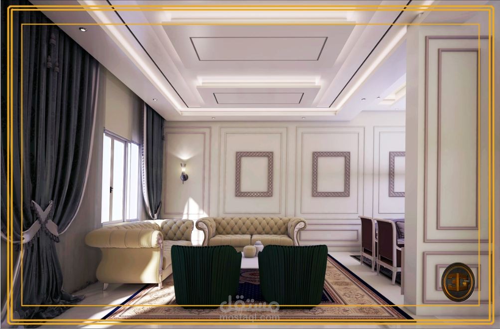 تصميم داخلى لمجلس رجال طراز نيو كلاسيك