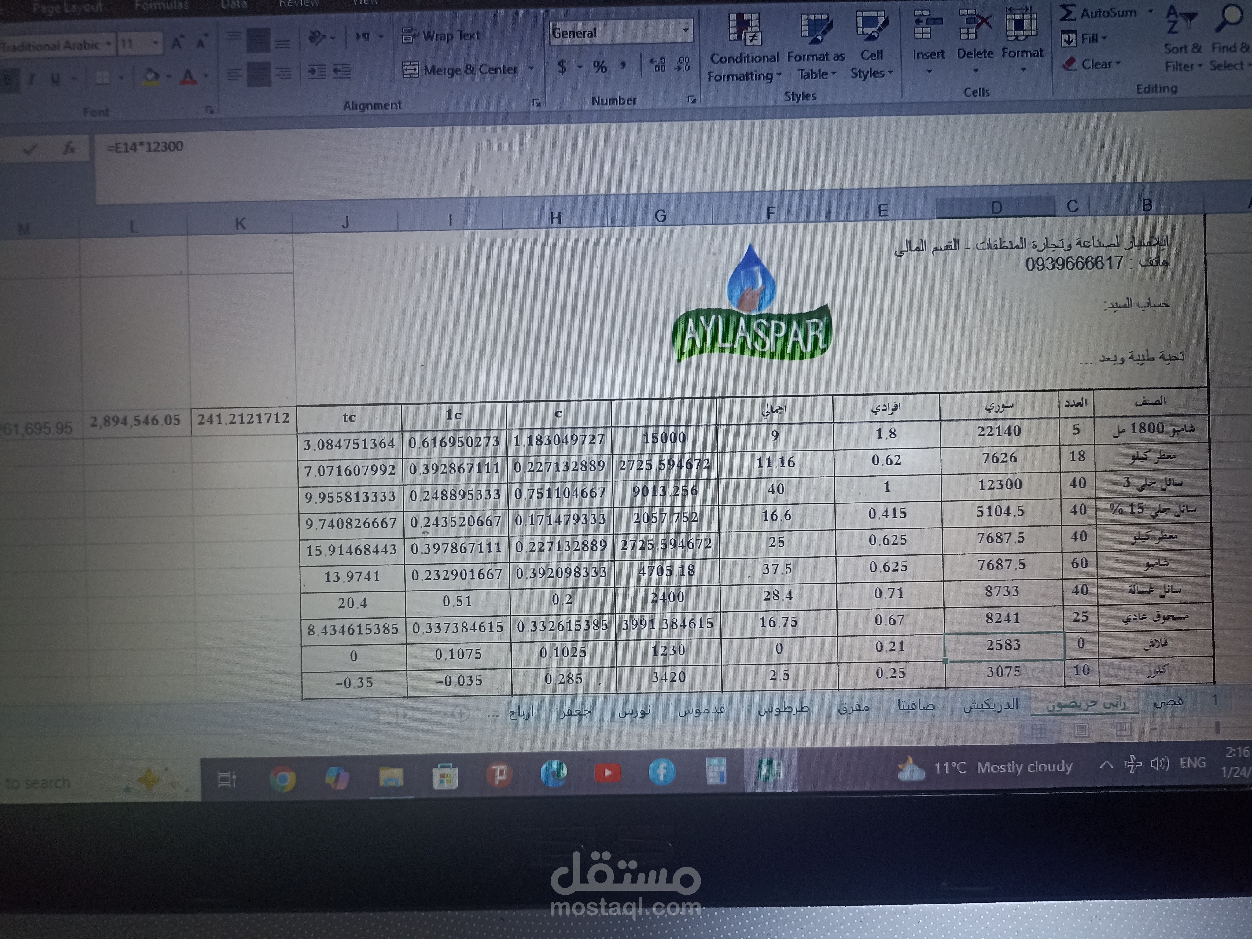 ملف حساب أرباح  و مبيعات