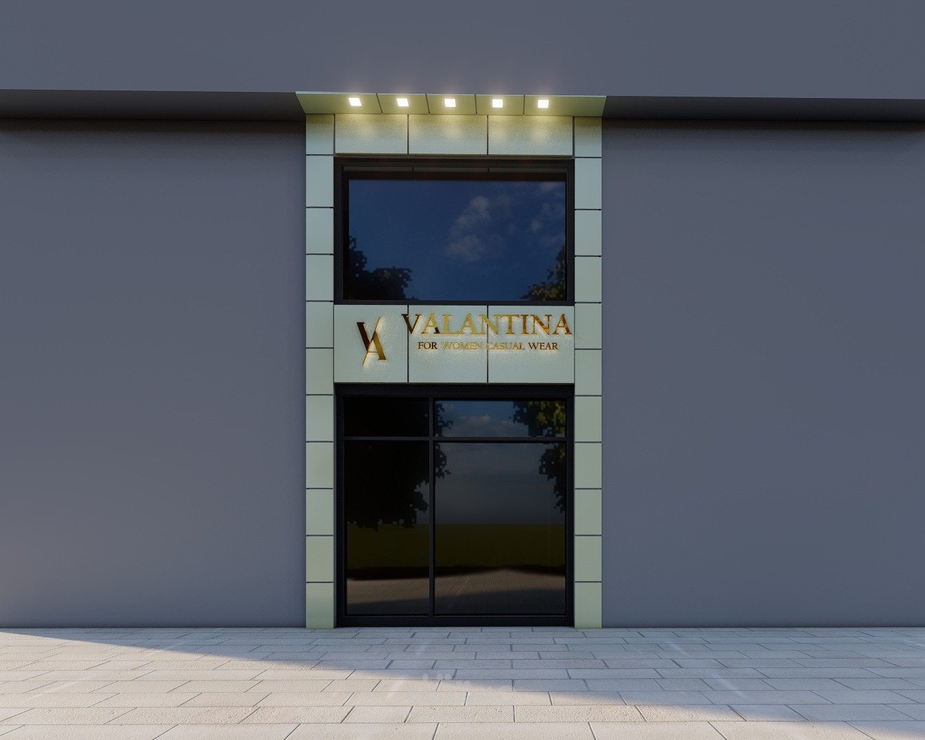 تصميم واجهة كلادنج و لوحة محل خارجي