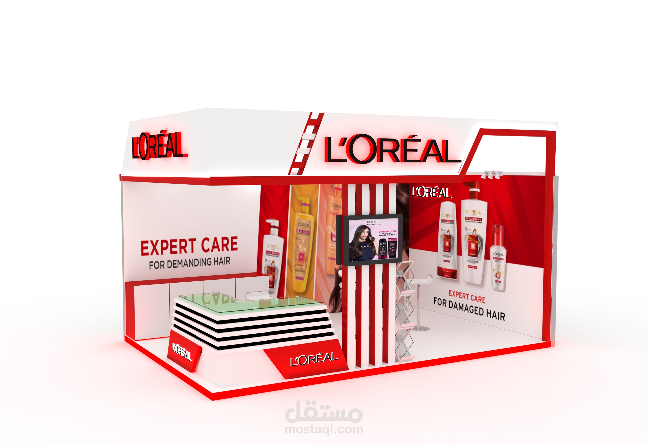 تصميم ٣دي بوث معرض LOREALالفرنسية