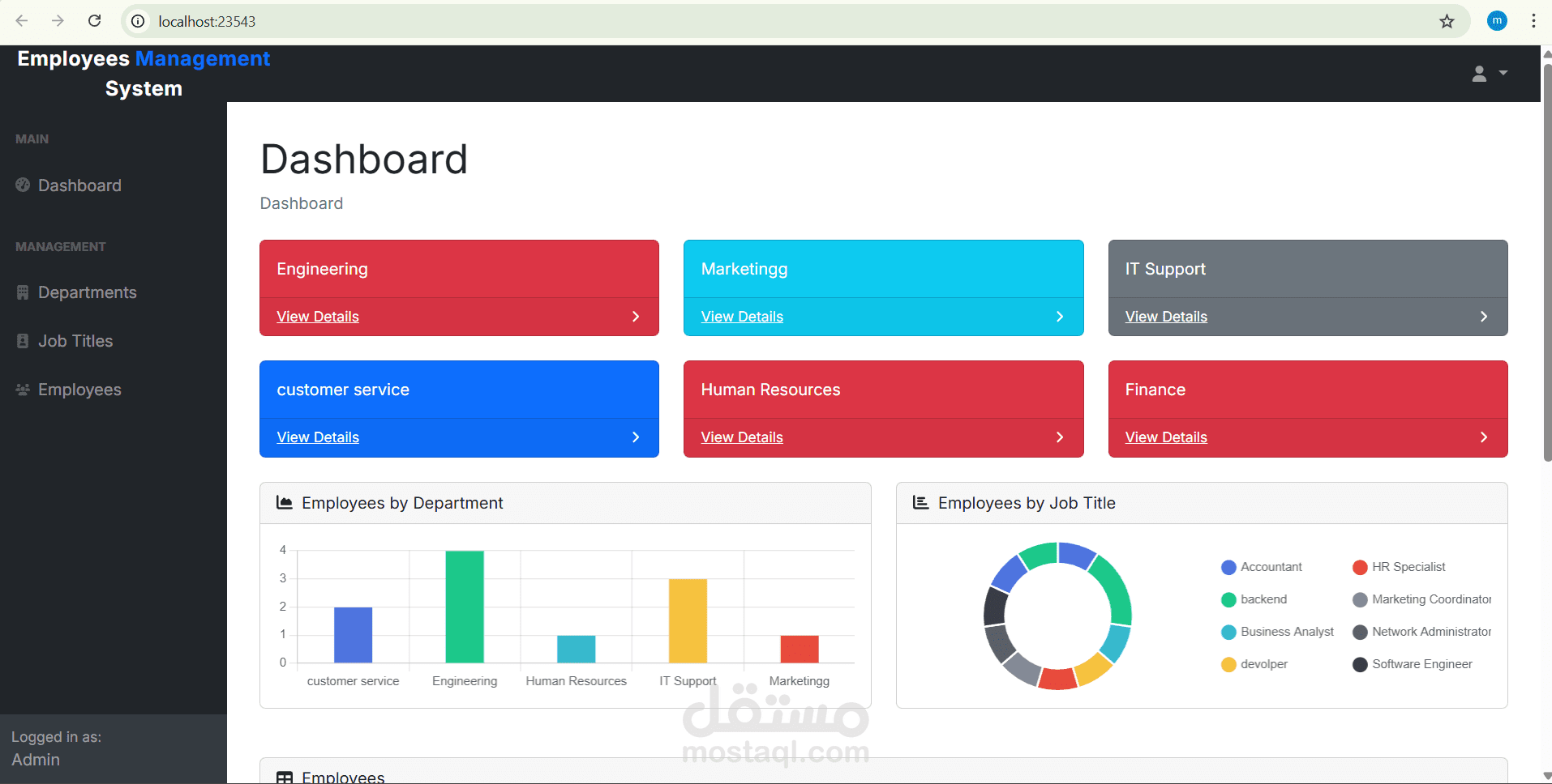 نظام إدارة الموظفين (Employee Management System) باستخدام ASP.NET Core MVC