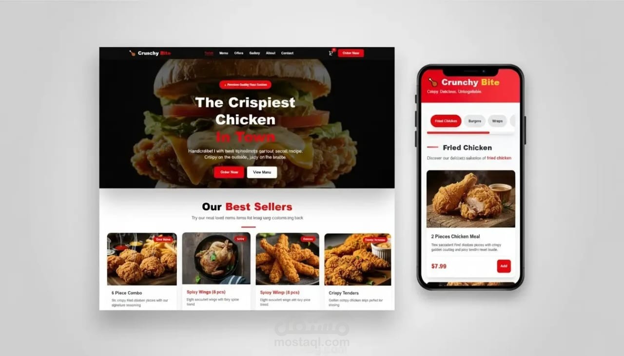 Modern Restaurant Website – Menu, Categories & Online Ordering UI