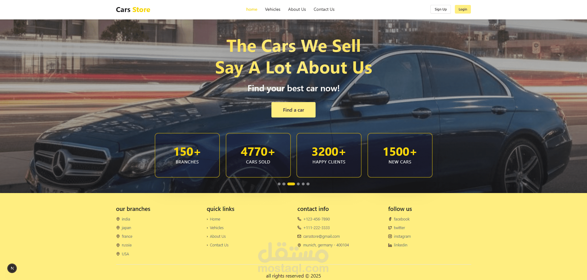 online car store webpage