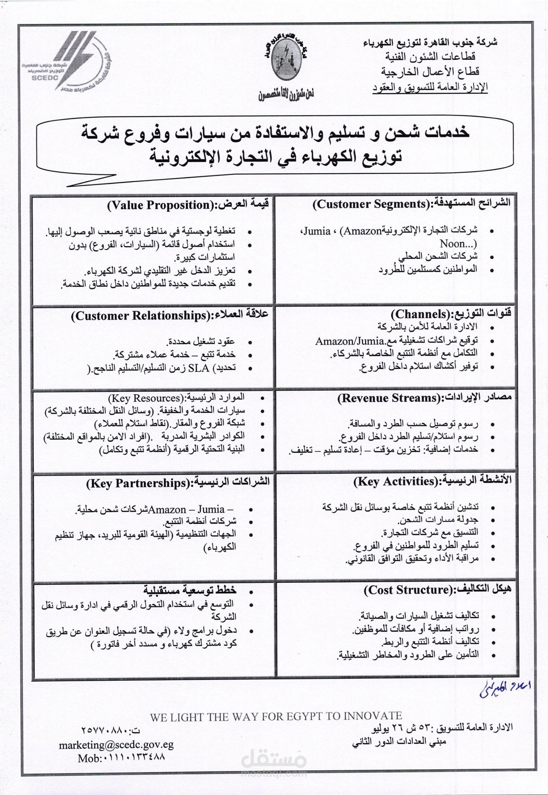 خدمات شحن و تسليم والاستفادة من سيارات وفروع شركة توزيع الكهرباء في التجارة الإلكترونية