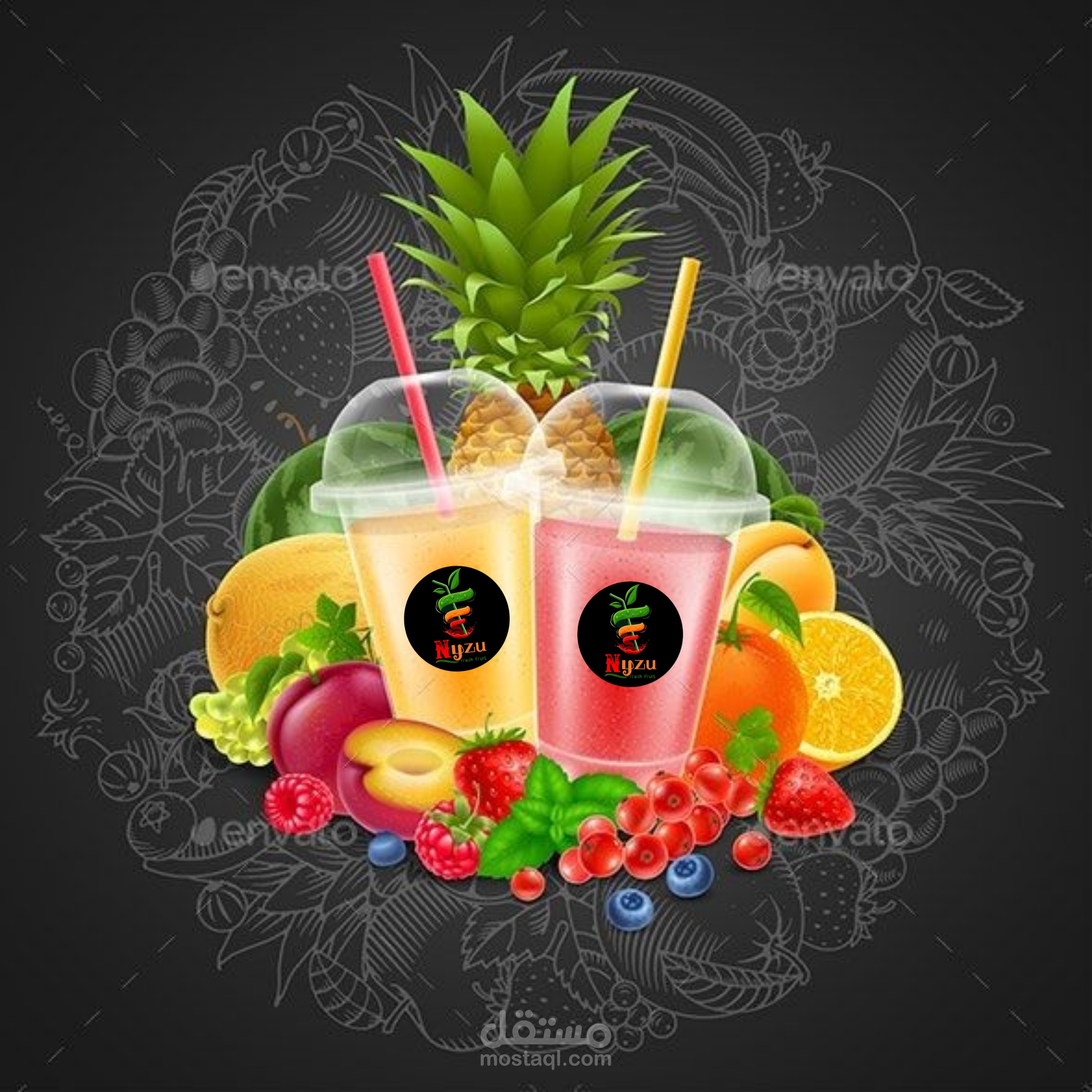 علان عصائر طبيعية بطابع فني منعش Nyzu