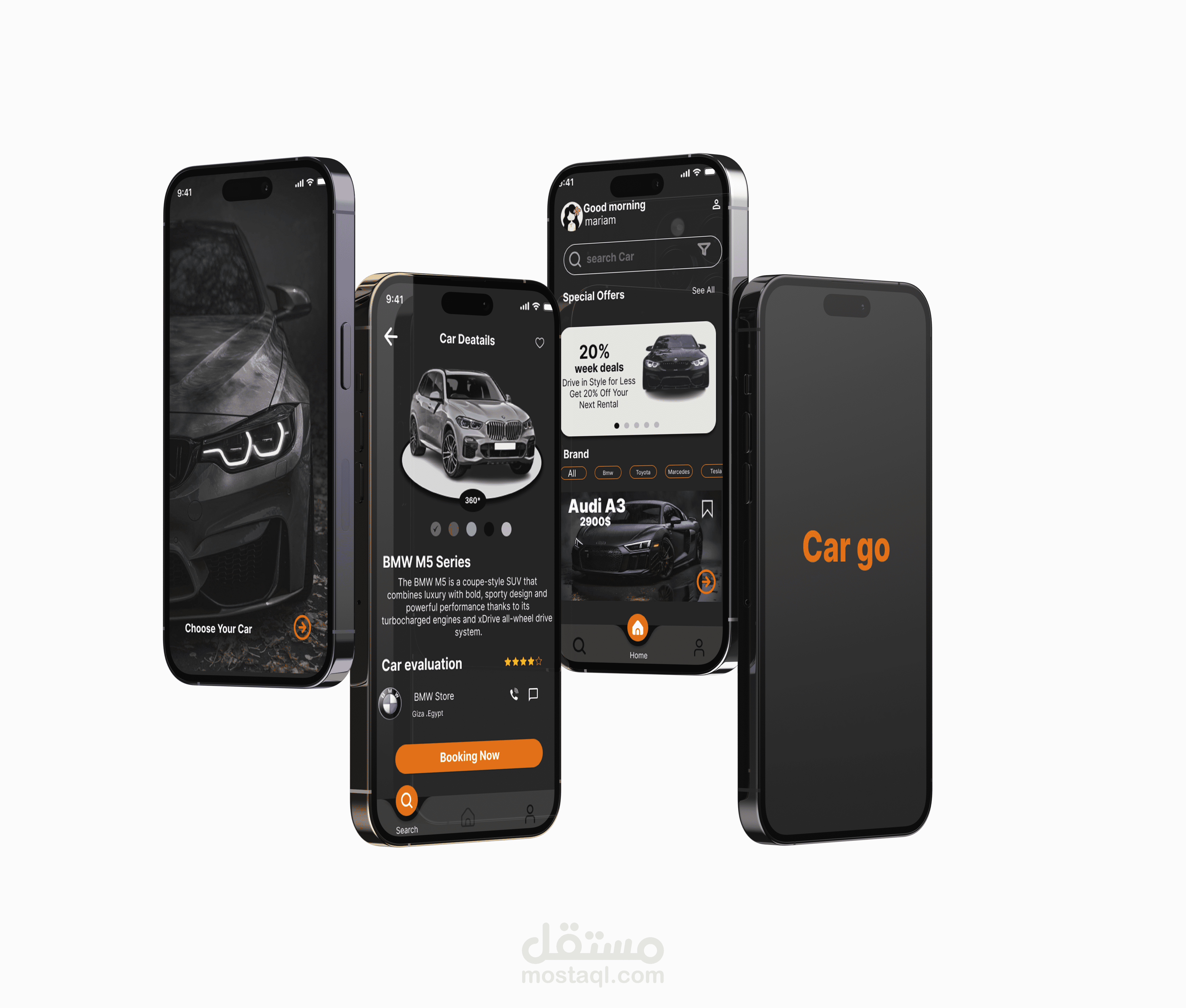 تطبيق تاجير سيارات بتصميم عصري