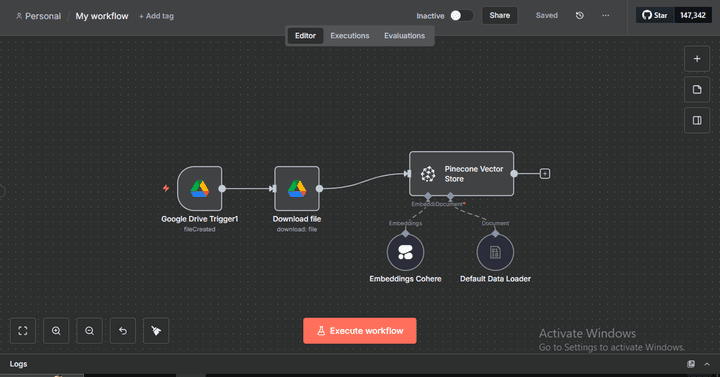 تخزين وتحديث vector store من ملفات Google Drive