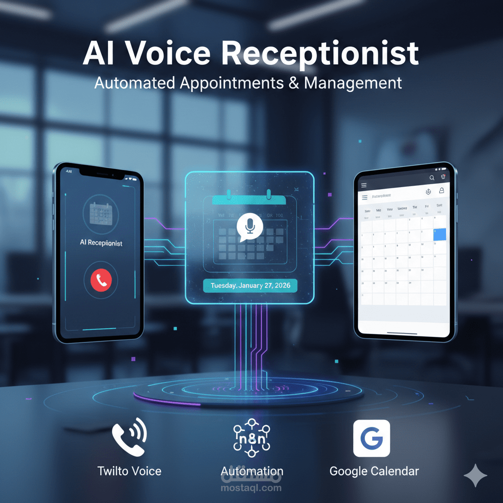 نظام موظف استقبال صوتي بالذكاء الاصطناعي وإدارة المواعيد