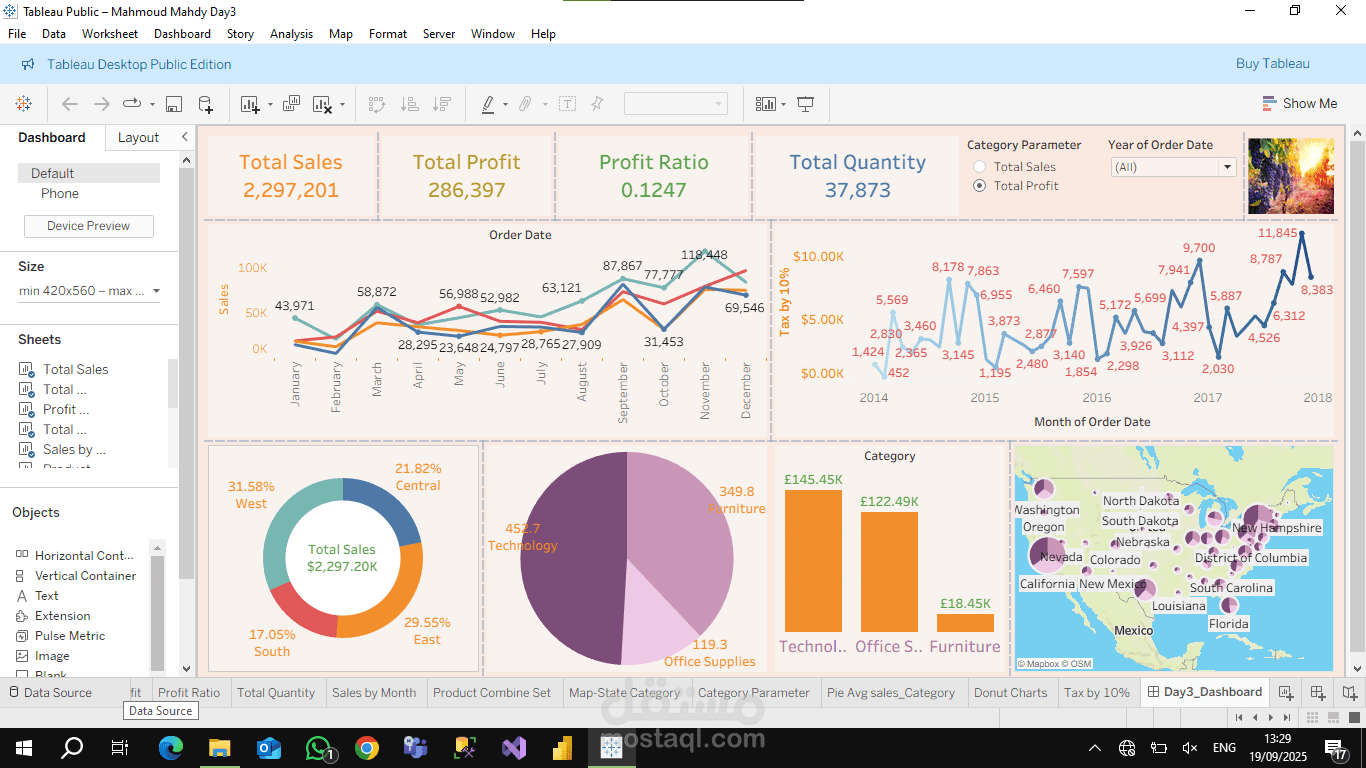 Dashboard باستخدام Tableau