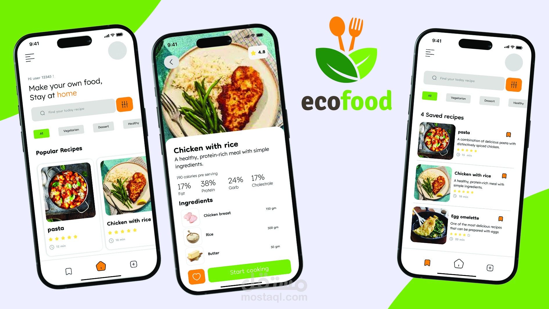 تصميم تجربة وواجهة المستخدم UI/UX تطبيق تحضير وجبات طعام