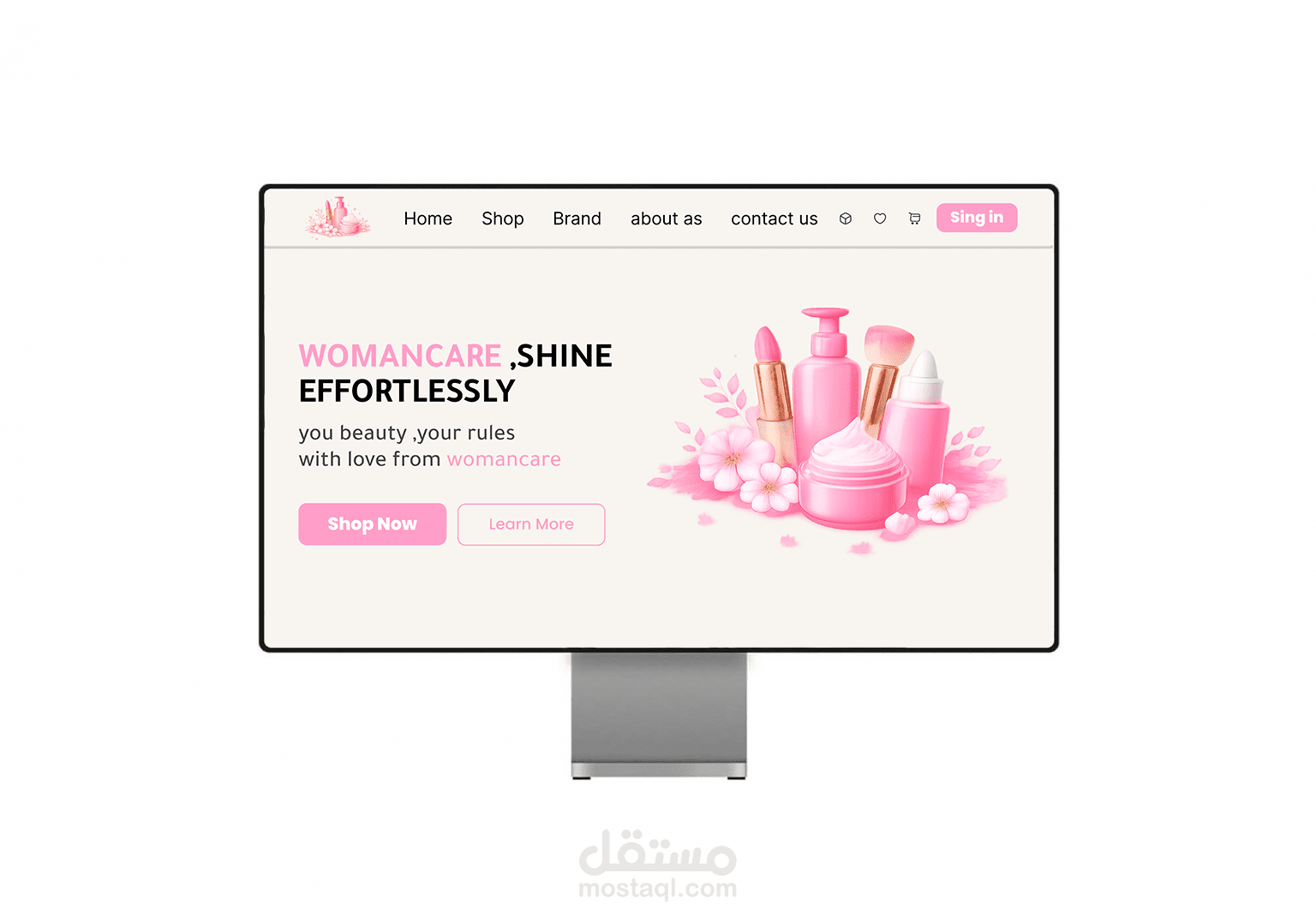 تصميم واجهة مستخدم UI/UX موقع بيع مستحضرات تجميل
