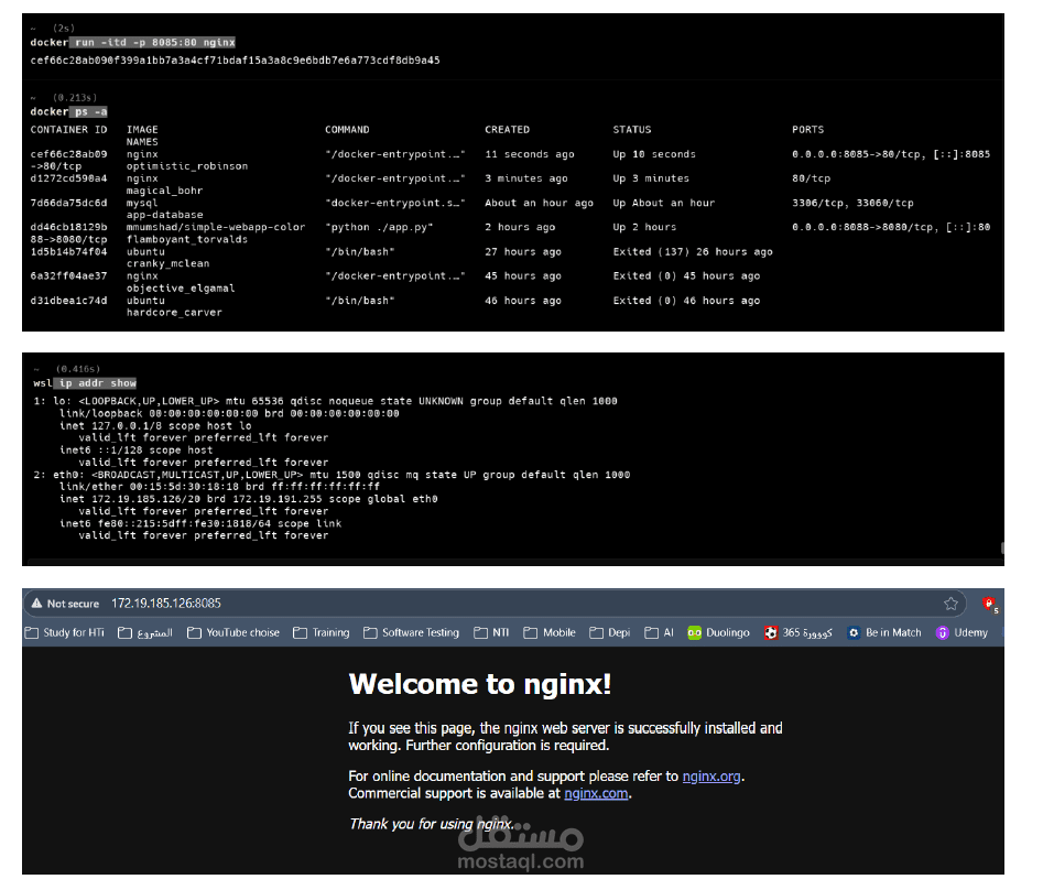 Deploying Nginx Container with Docker and Accessing via Container & Host IP