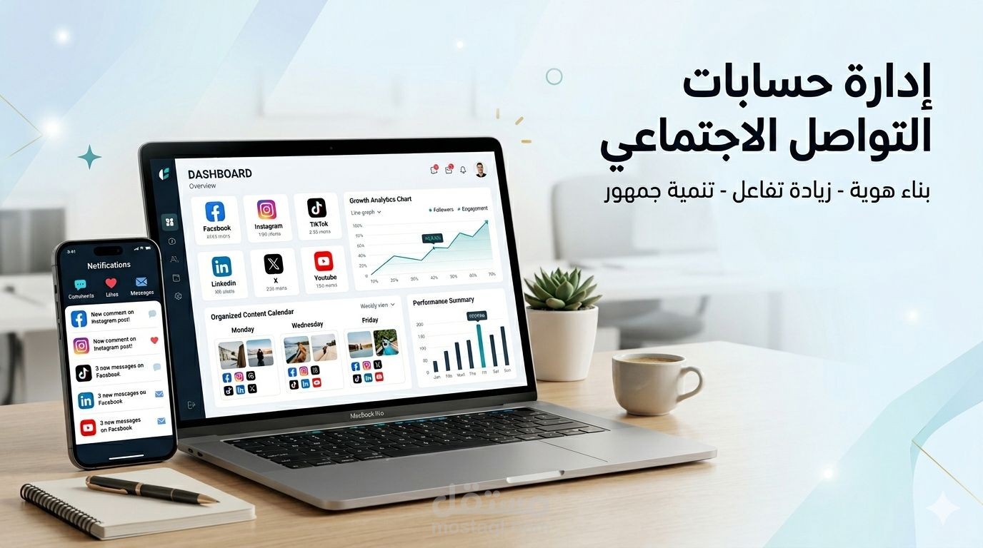 إدارة صفحات سوشيال ميديا فيسبوك وتيك توك