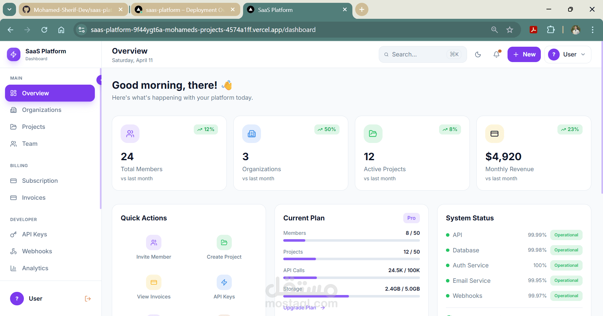 Enterprise SaaS Platform | منصة SaaS متعددة العملاء (Multi-Tenant)