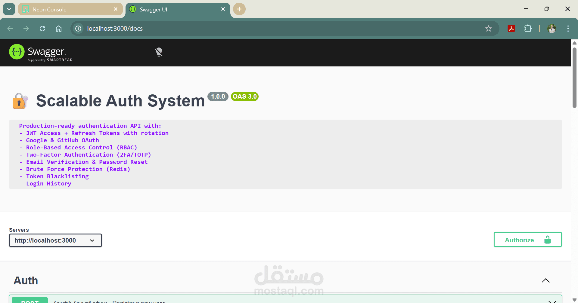 Scalable Auth System | نظام مصادقة وصلاحيات على مستوى المؤسسات