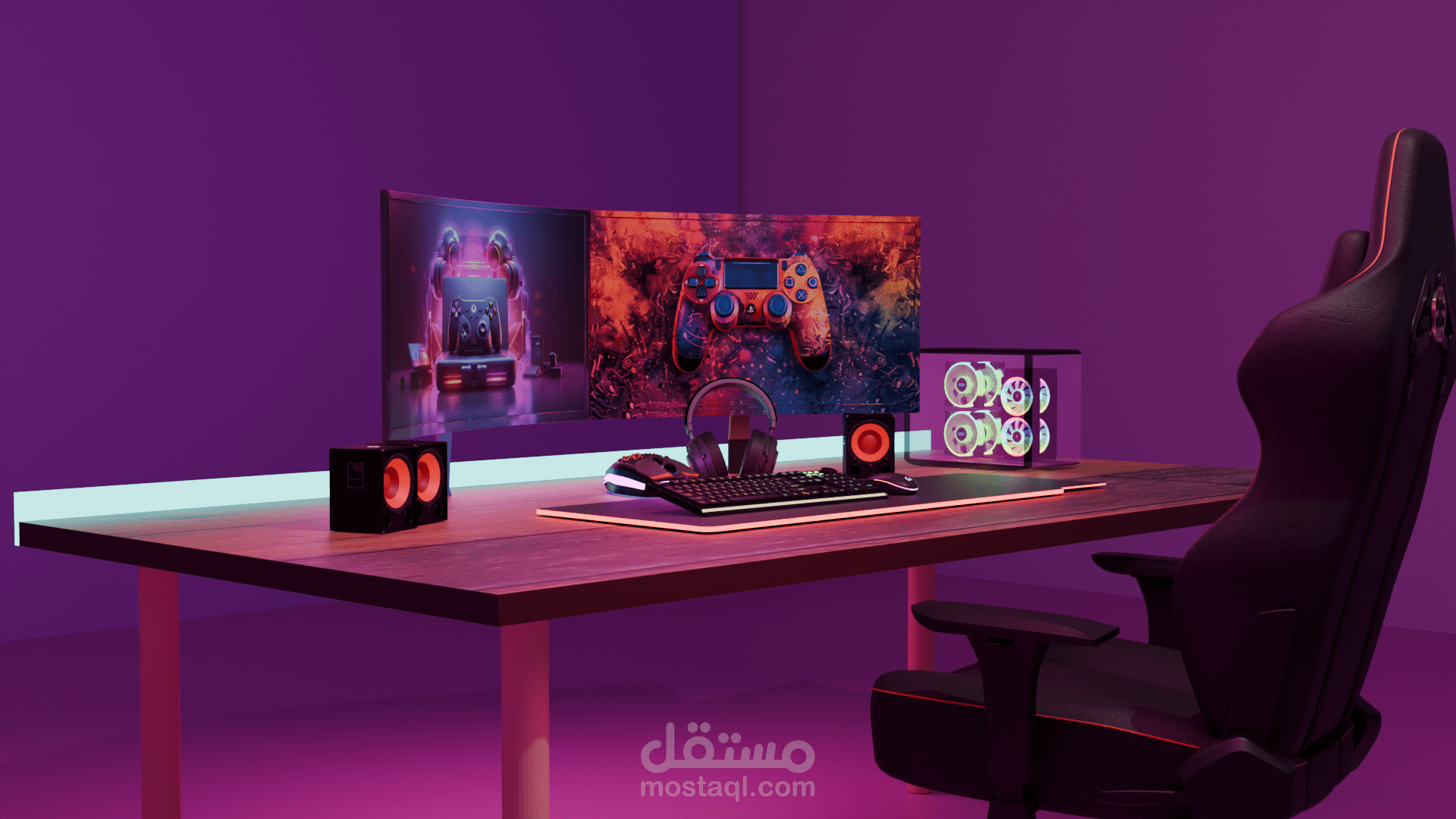 مشهد 3D لركن ألعاب