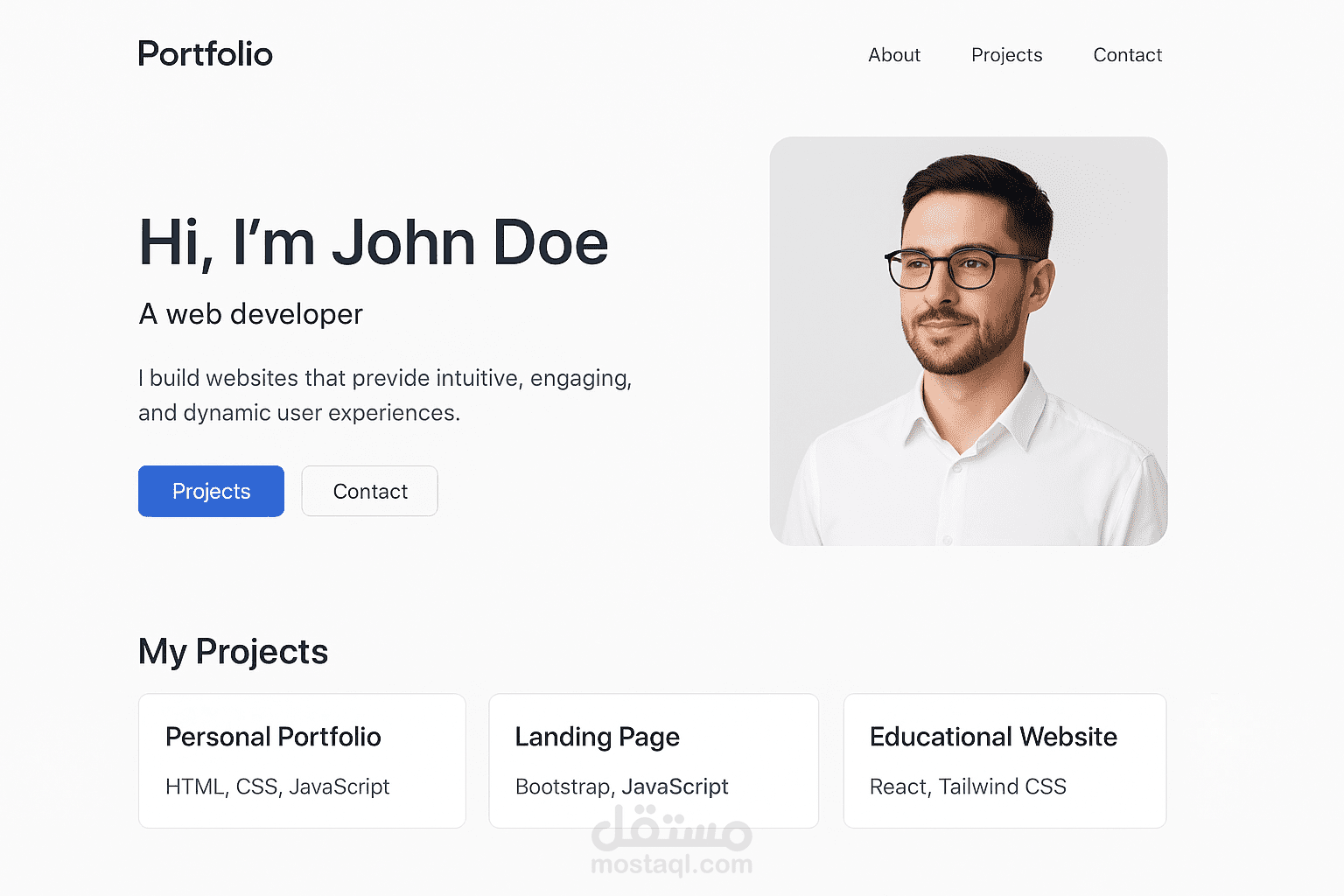 تصميم موقع شخصي (Portfolio) متجاوب