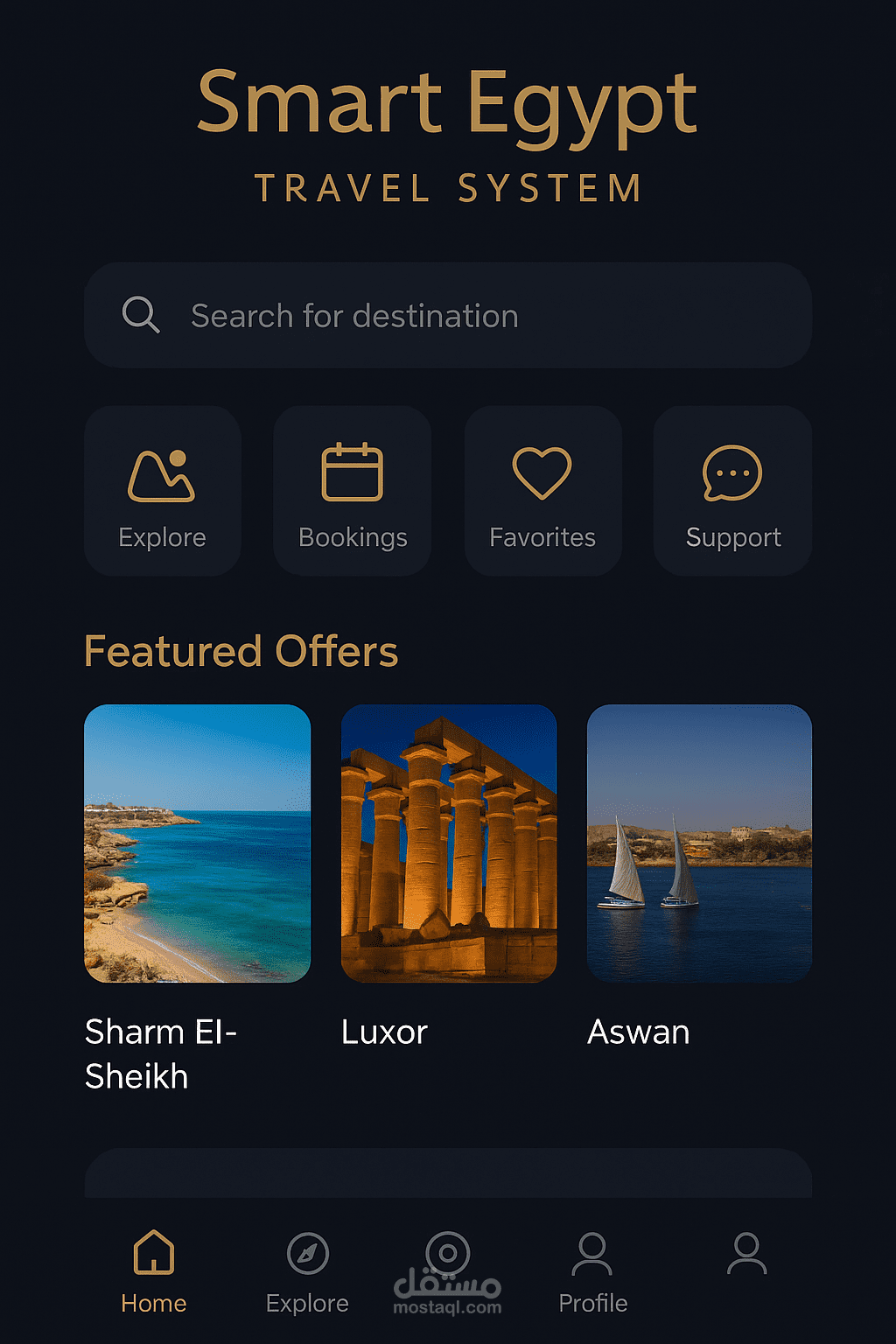مشروع تصميم واجهات مستخدم (UI/UX) لتطبيق سفر ذكي