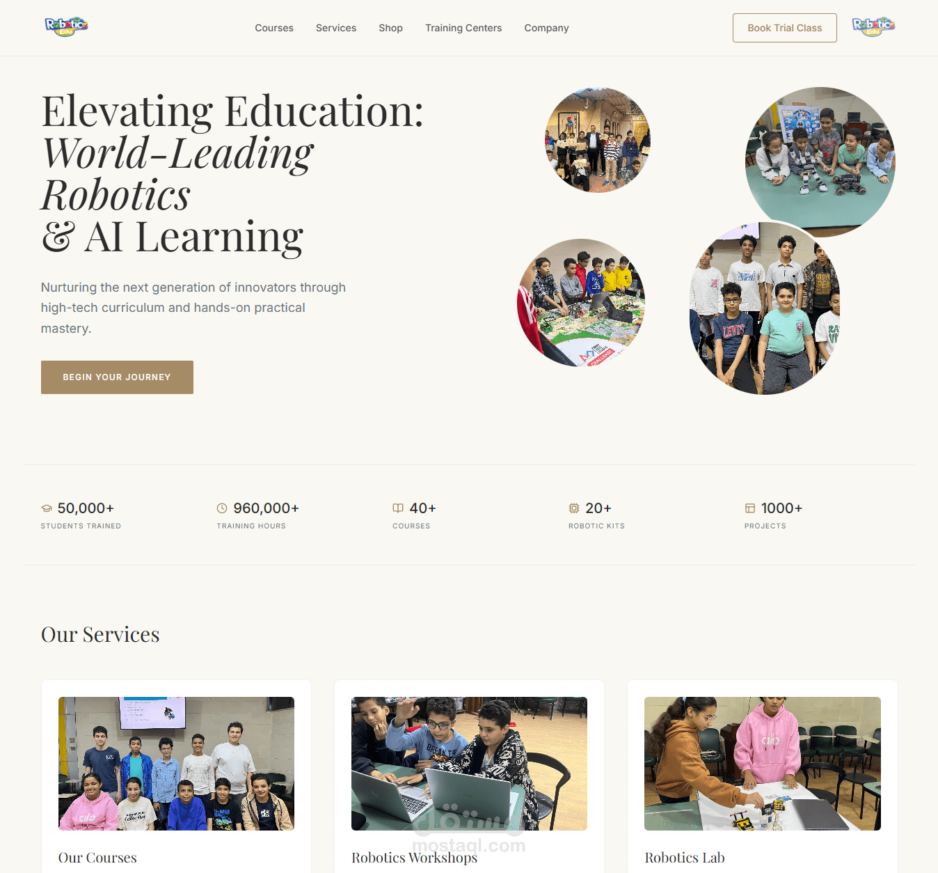 Landing page for Education RoboTech