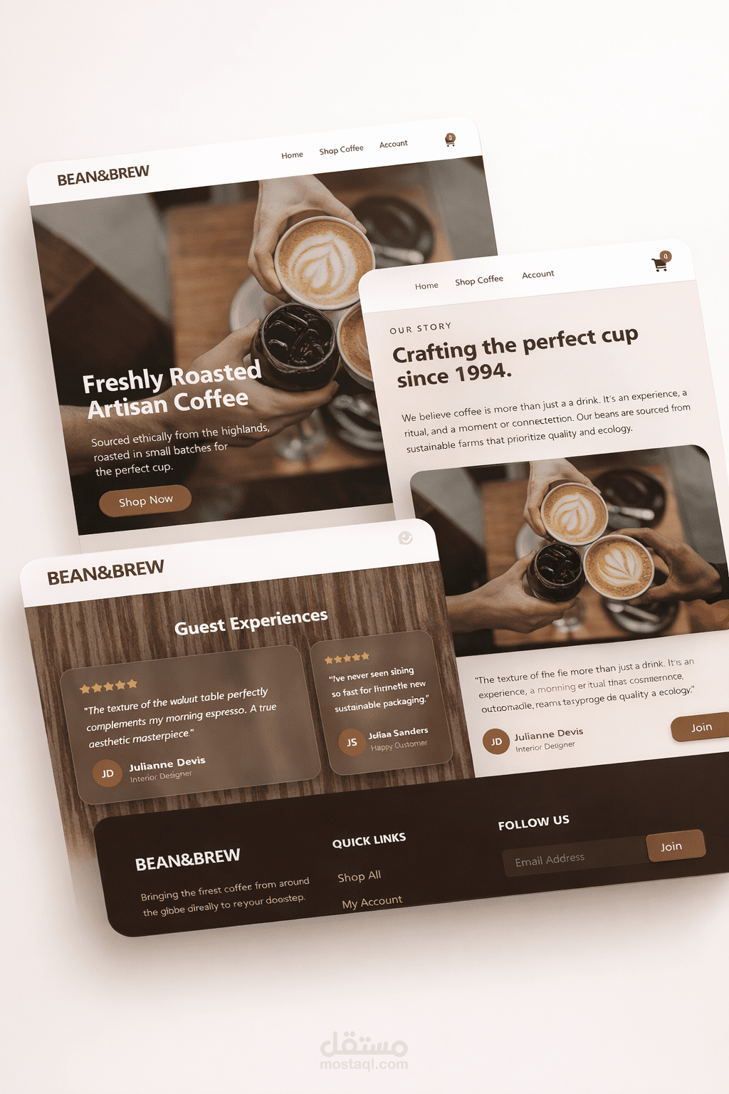Bean & Brew – متجر إلكتروني فاخر للقهوة (موقع إلكتروني)