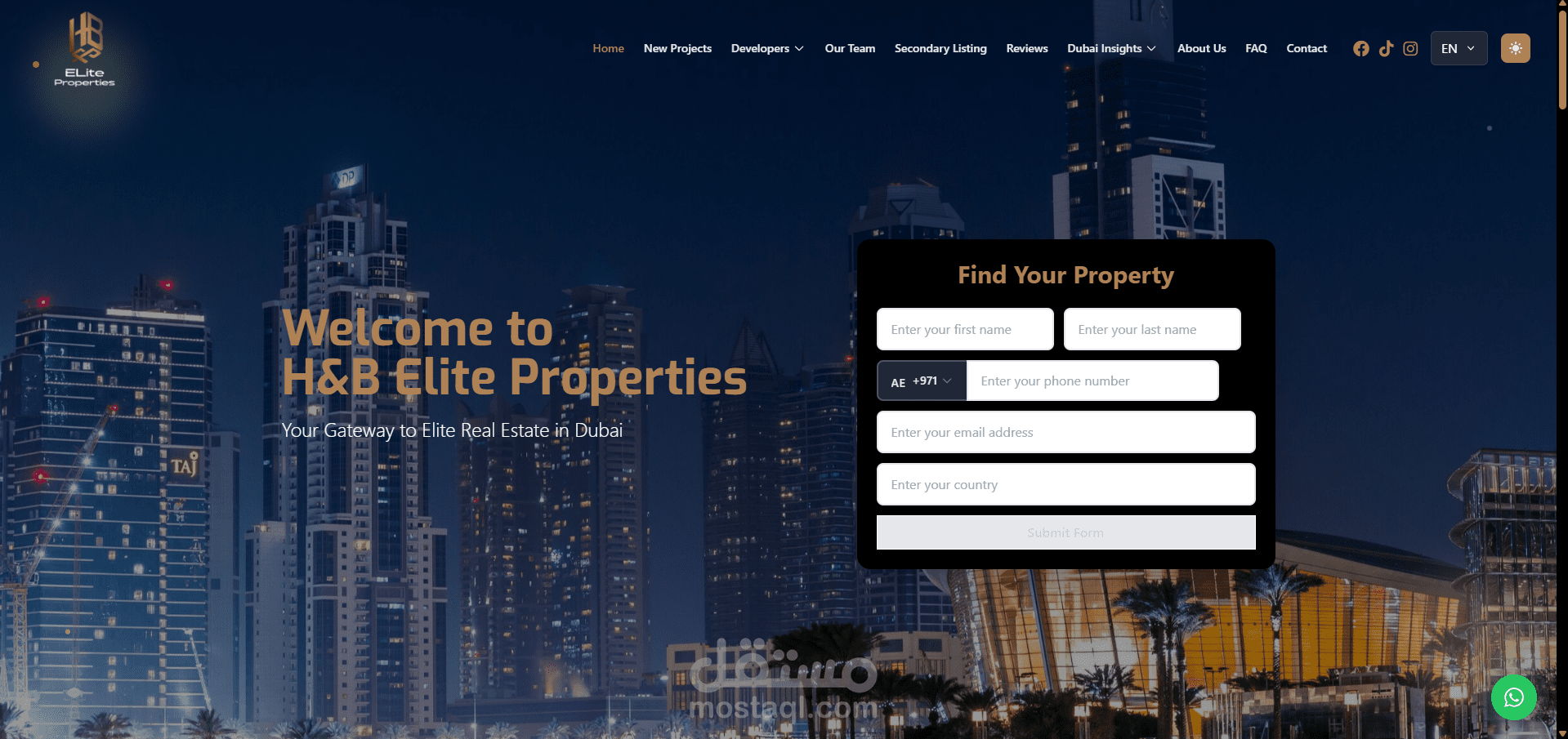 صفحة هبوط لشركة عقارات