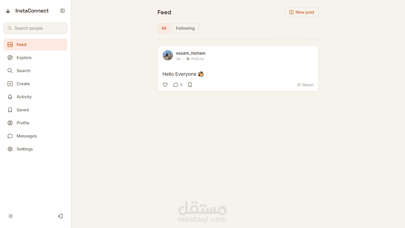 منصة تواصل اجتماعي تسمح للمستخدمين بإنشاء حسابات والتفاعل مع بعضهم البعض عن طريق نشر المحتوى، متابعة المستخدمين، والإعجاب بالمنشورات.