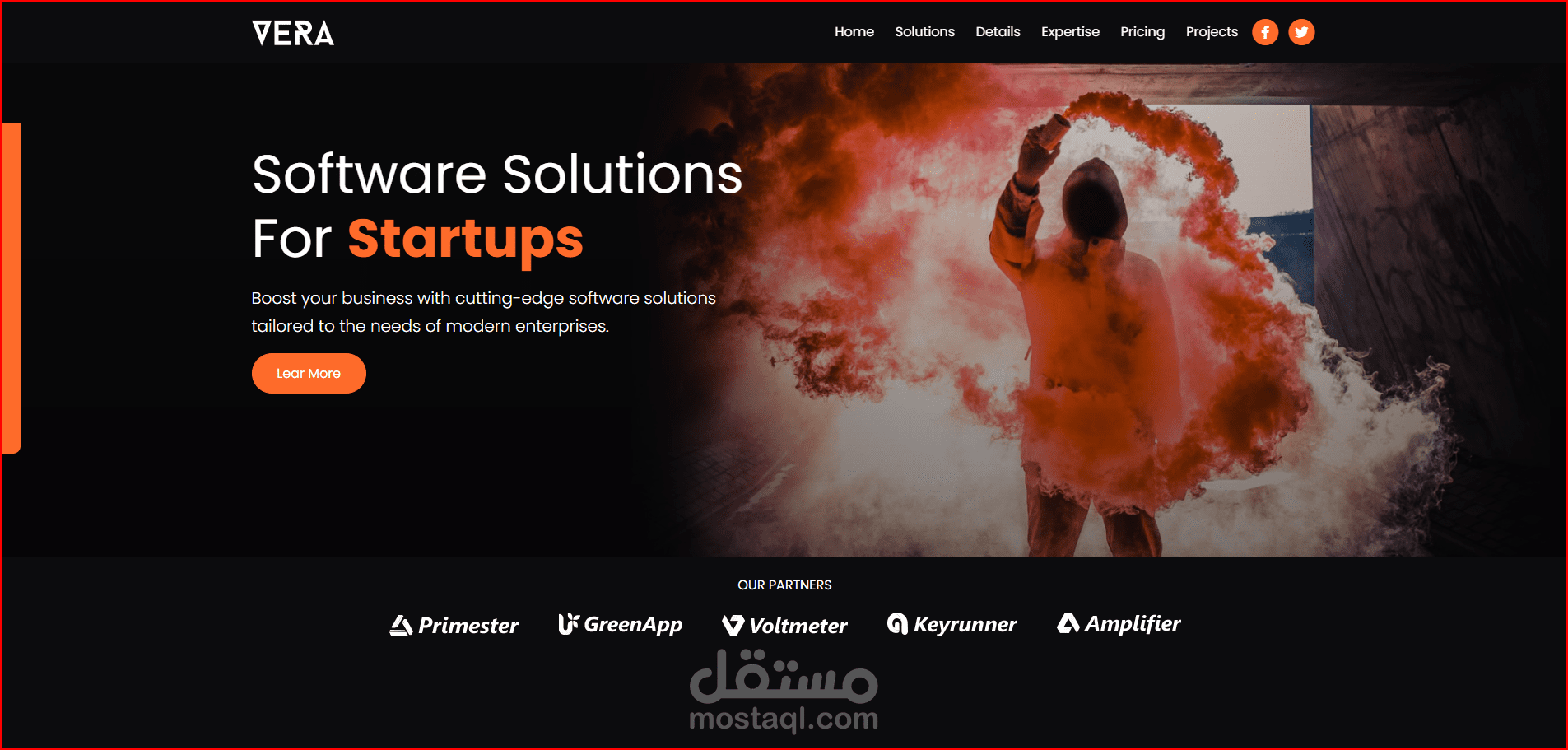 صفحة هبوط لموقع حلول برمجية للشركات الصغيرة
