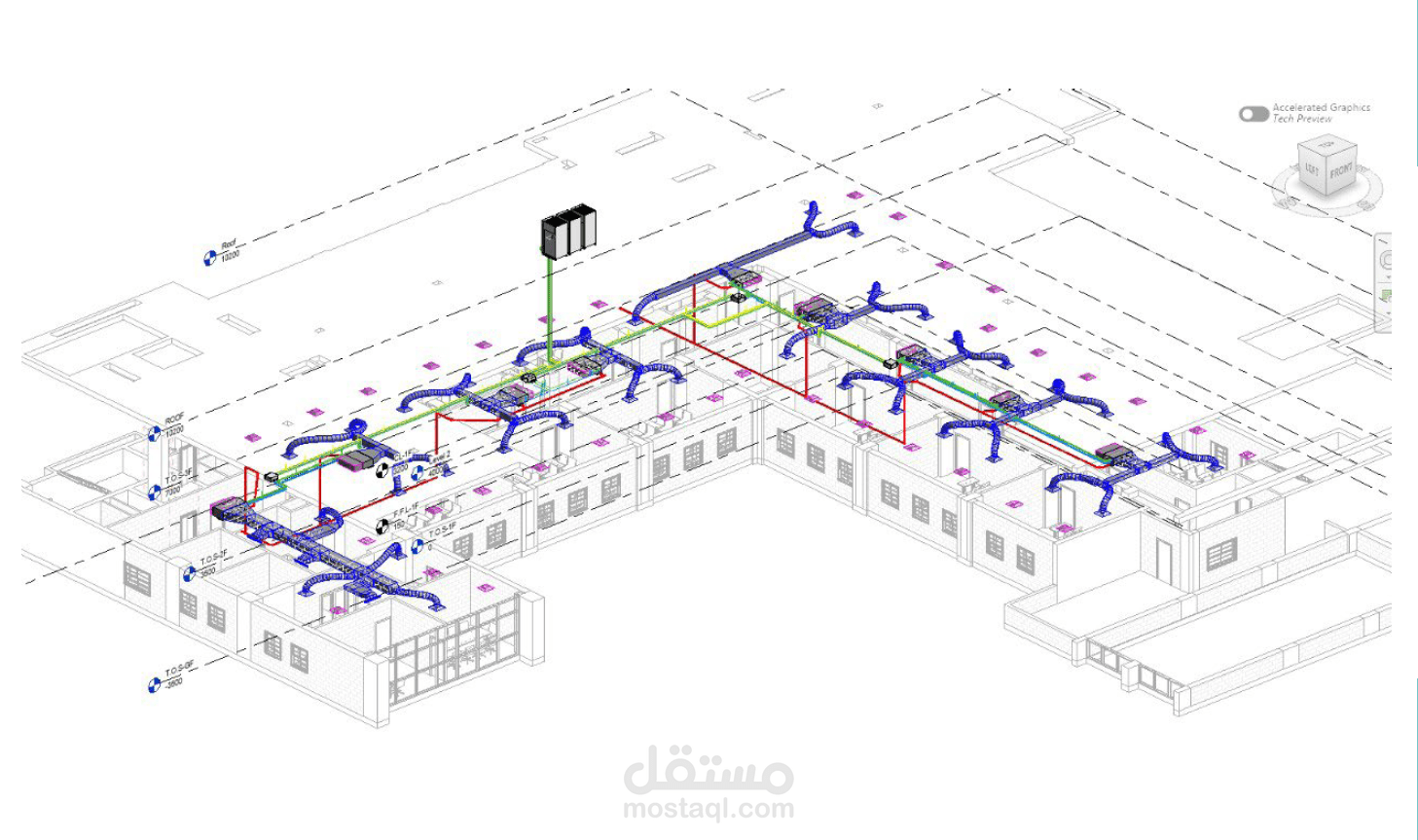 Designed a complete HVAC system for an office building, with all calculations and engineering details developed in Revit