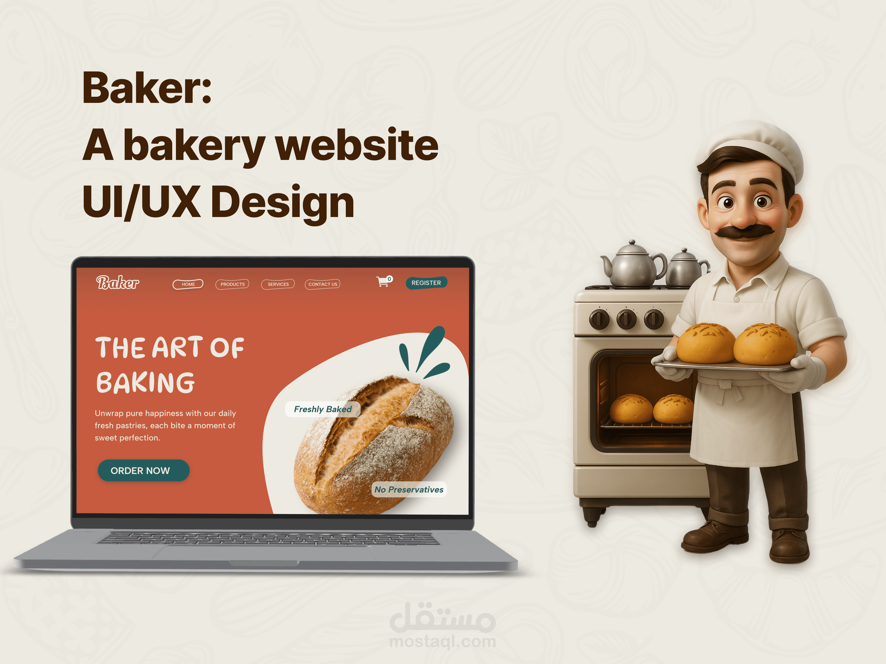 موقع الكتروني لمخبز يسمى baker