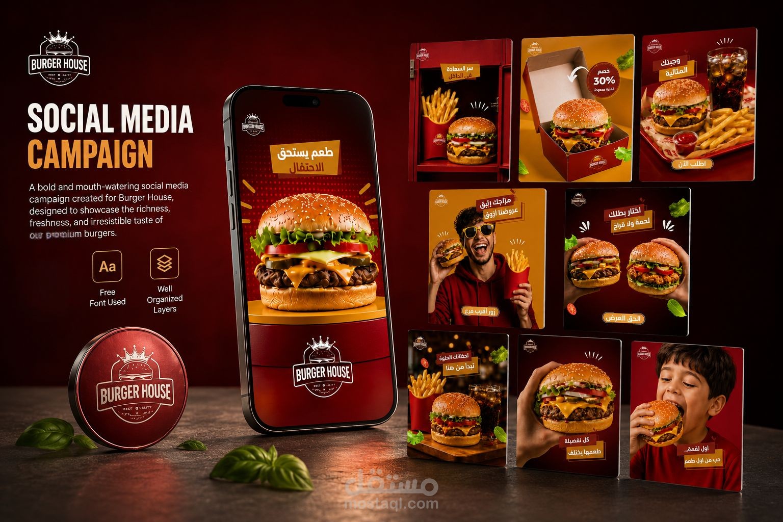 حملة إعلانية احترافية لمطعم Burger House
