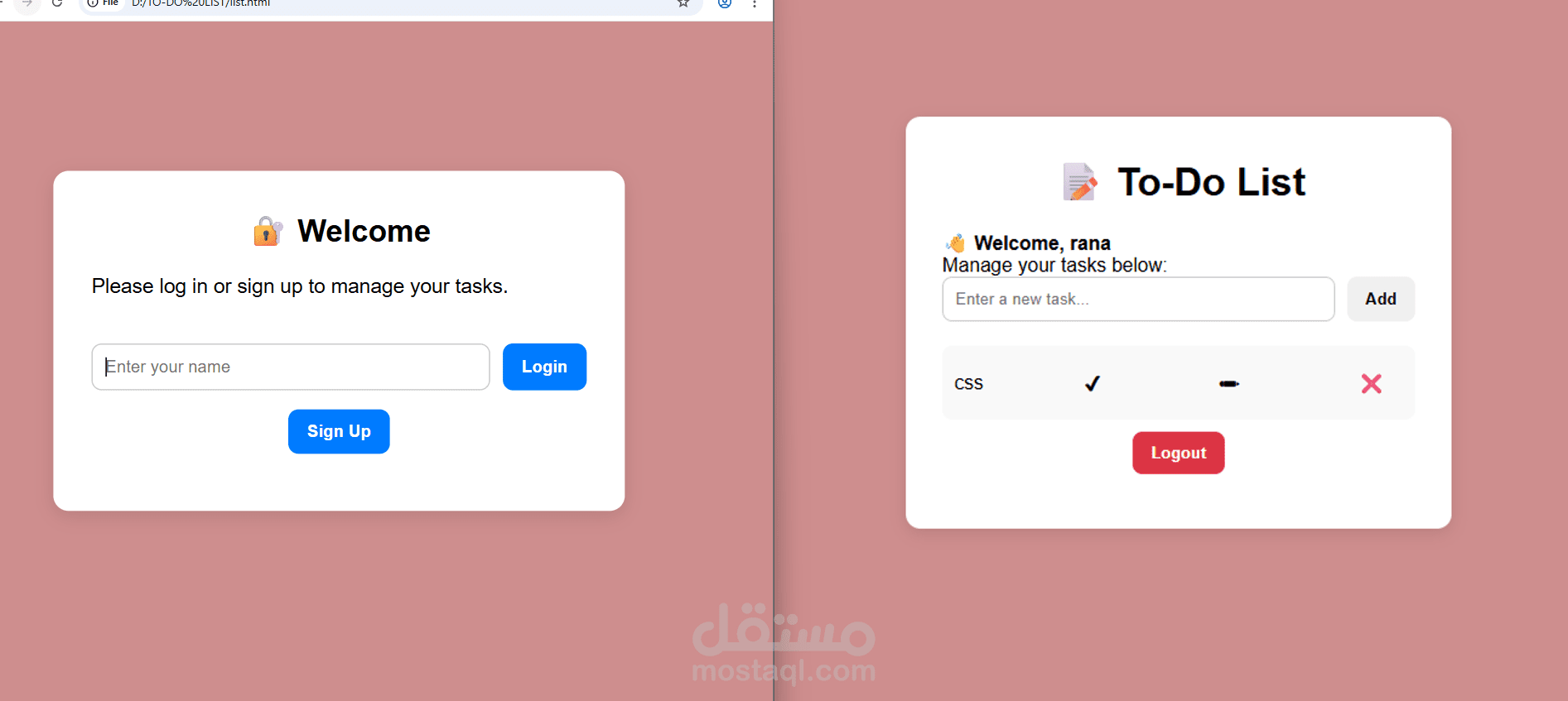 تطبيق ويب لإدارة المهام (To-Do List)