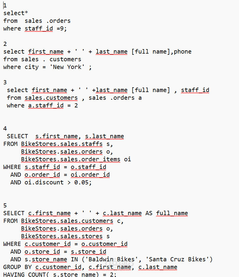 SQL Queries for BikeStores Database Analysis (Using Implicit Joins)