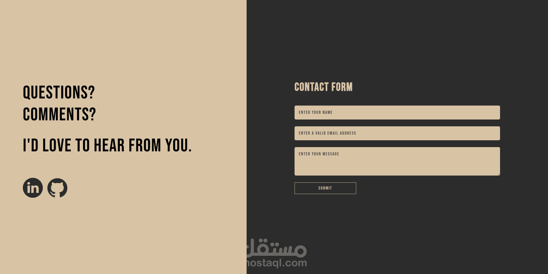 نموذج اتصال متجاوب مع التحقق من البيانات