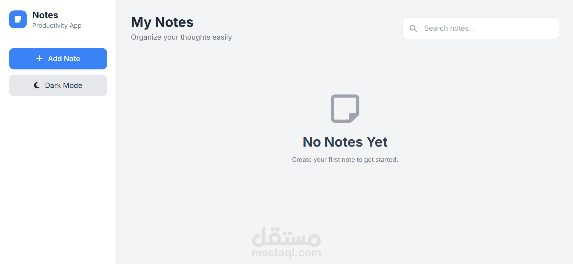 تطبيق ملاحظات ذكي بواجهة مستخدم بسيطة (Minimalist Notes App)