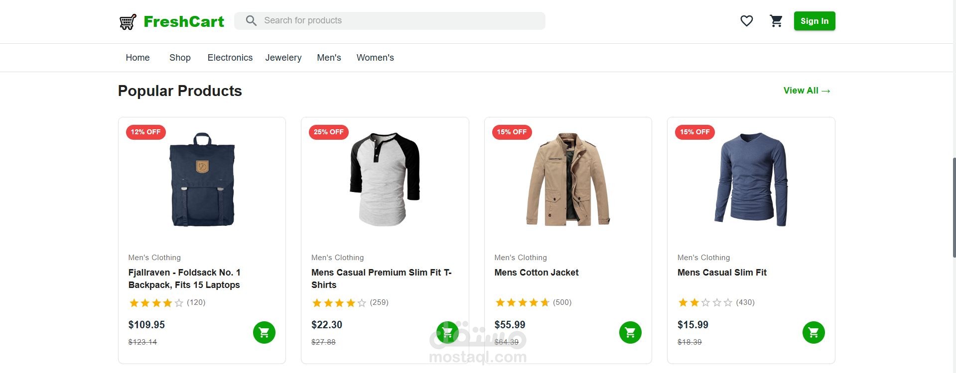 Full E-commerce Web Application (React + API + Cart System