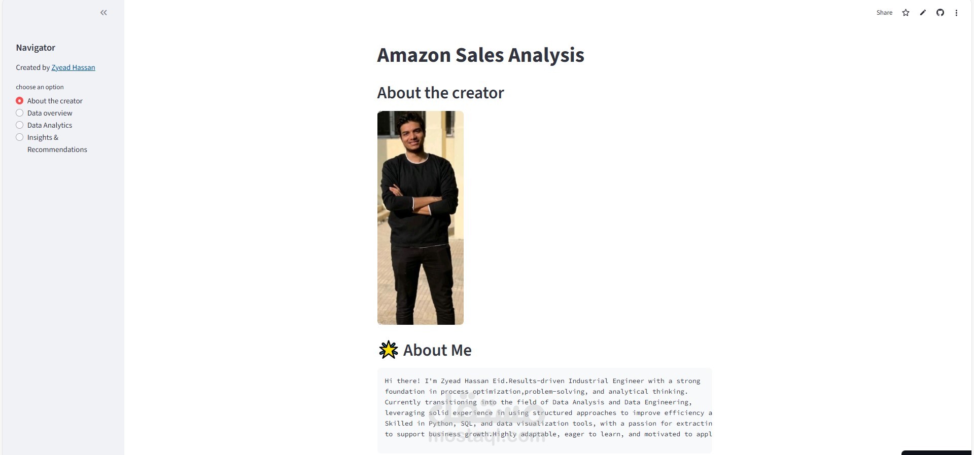 تطبيق تحليل بيانات امازون