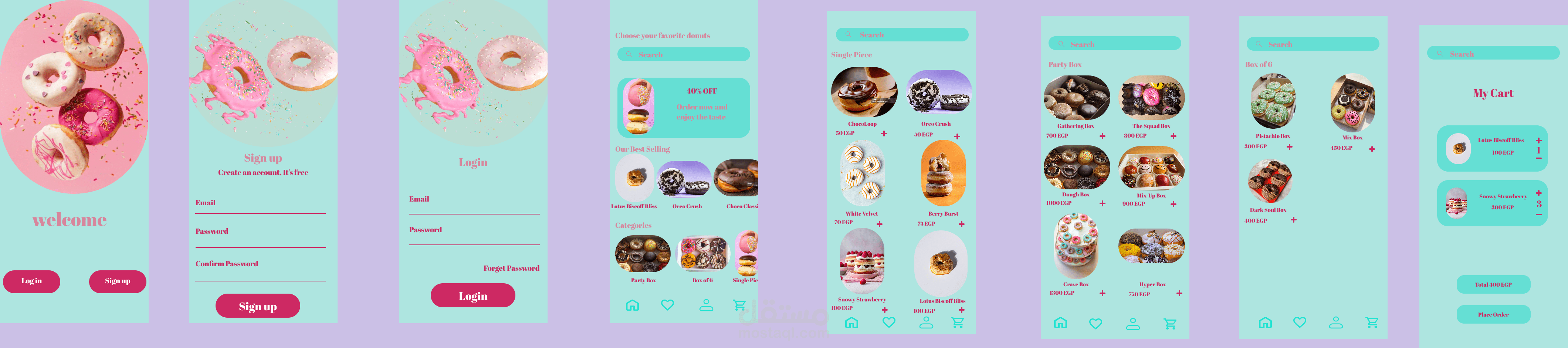 تصميم عصري وجذاب لتطبيق موبايل (متجر دوناتس) - UI/UX
