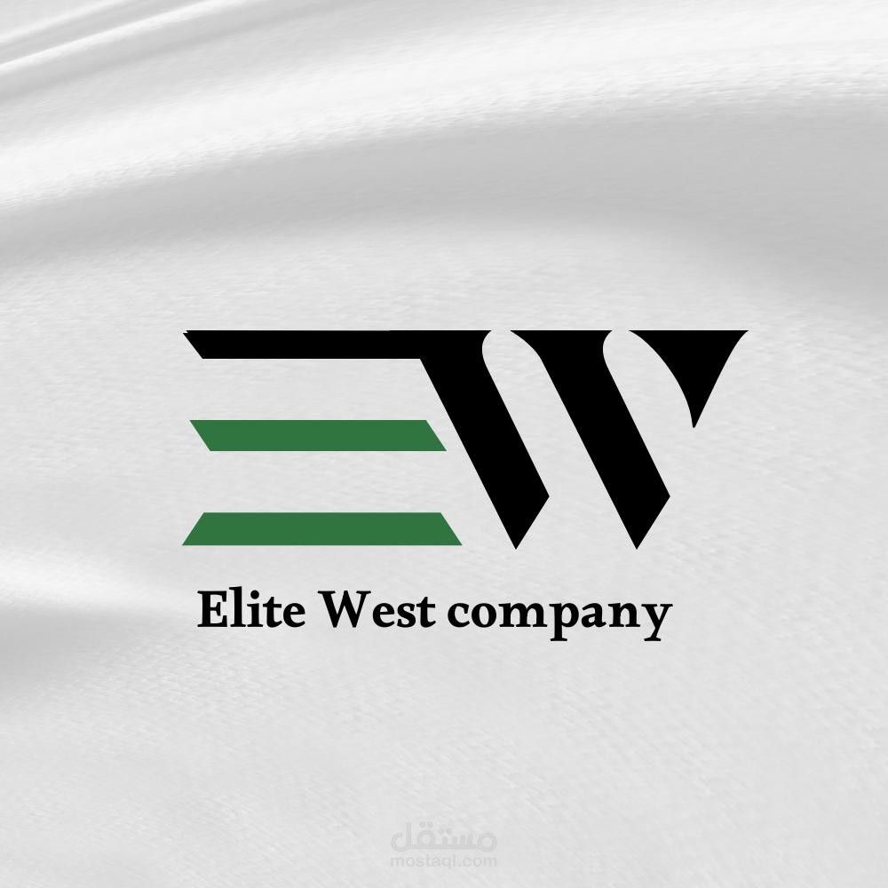 شعار احترافي حديث يجمع بين البساطة والفخامة، حيث يظهر تكوين أنيق للحرفين E و W مع لمسات باللون الأخضر والأسود، ليعكس هوية قوية وواضحة لشركة Elite West Company