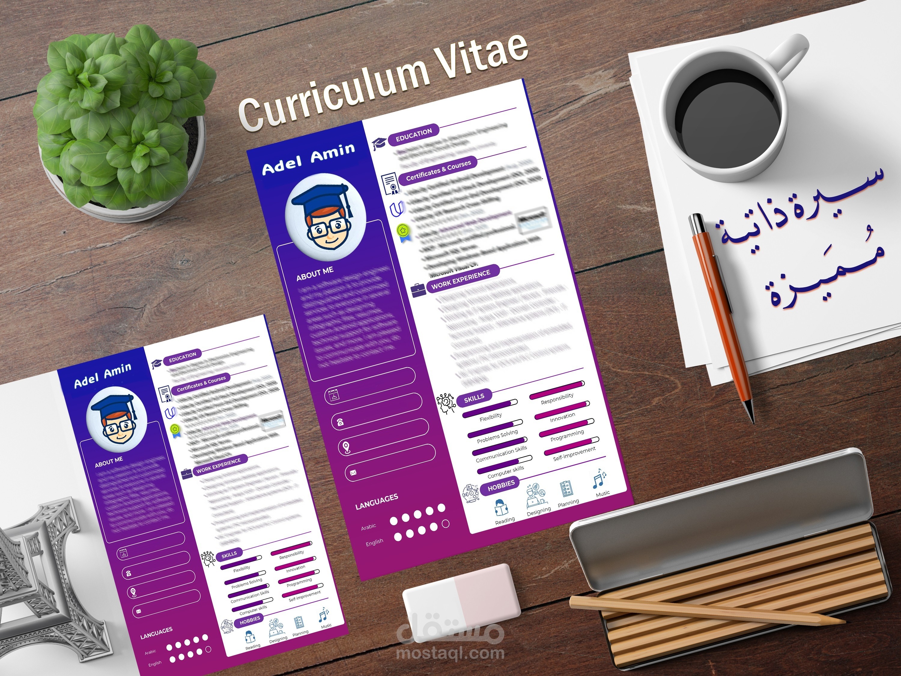 تصميم سيرة ذاتية مميزة infographics