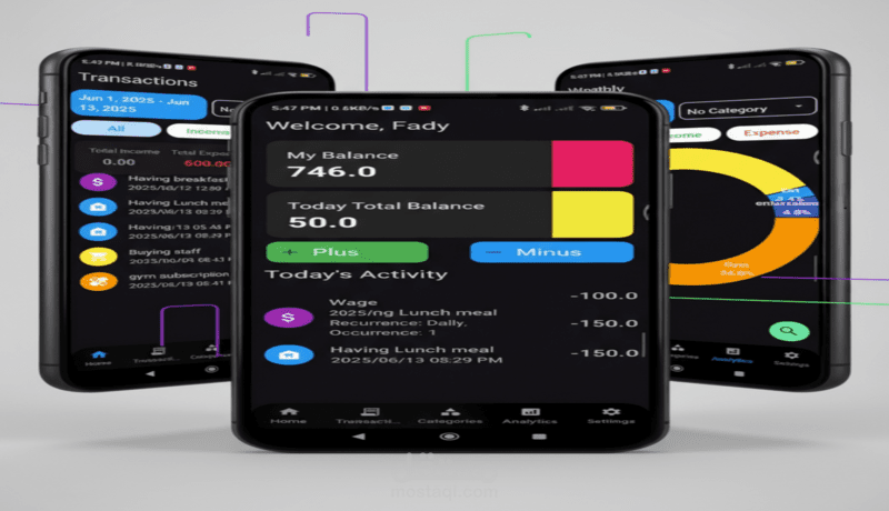 تطبيق إدارة مالية شخصية وتتبع الدخل والمصروفات باستخدام فلاتر