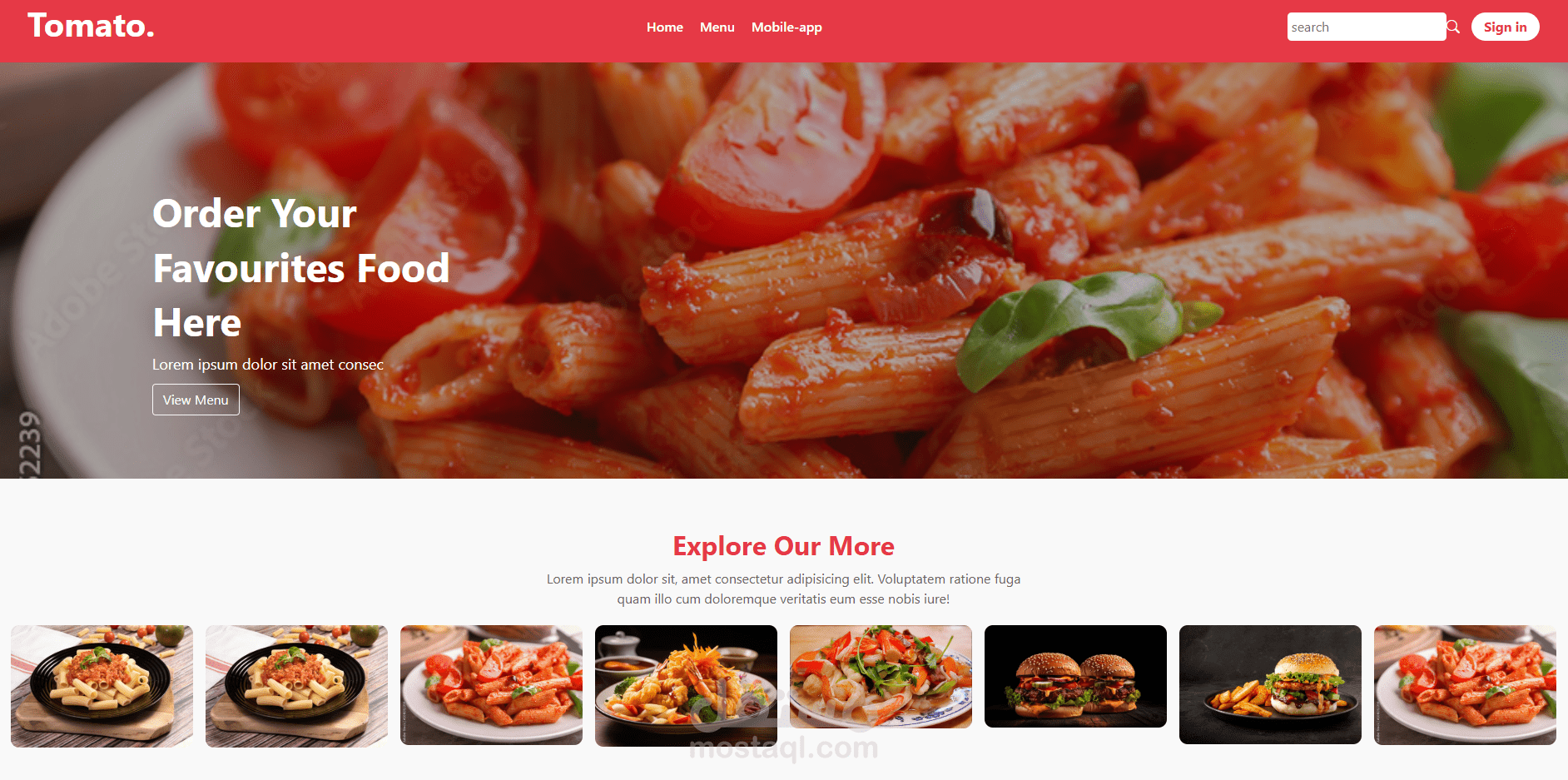 تصميم متجر إلكتروني احترافي لمطعم متجاوب مع جميع الأجهزة