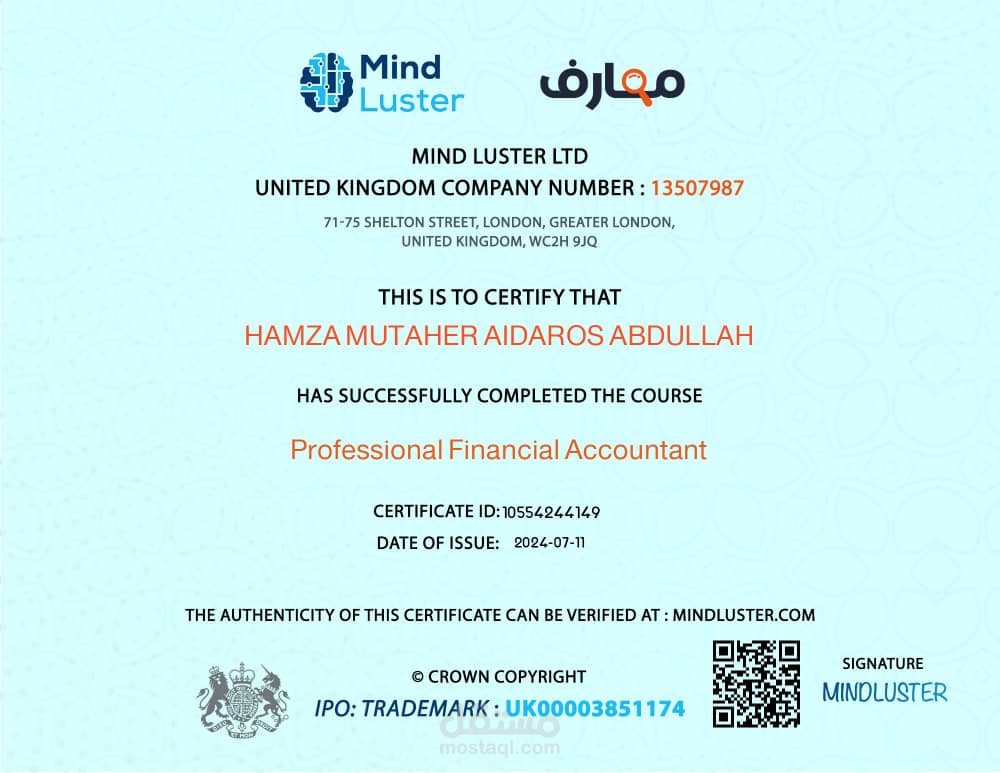 شهادة المحاسب المالي المحترف professional financial account